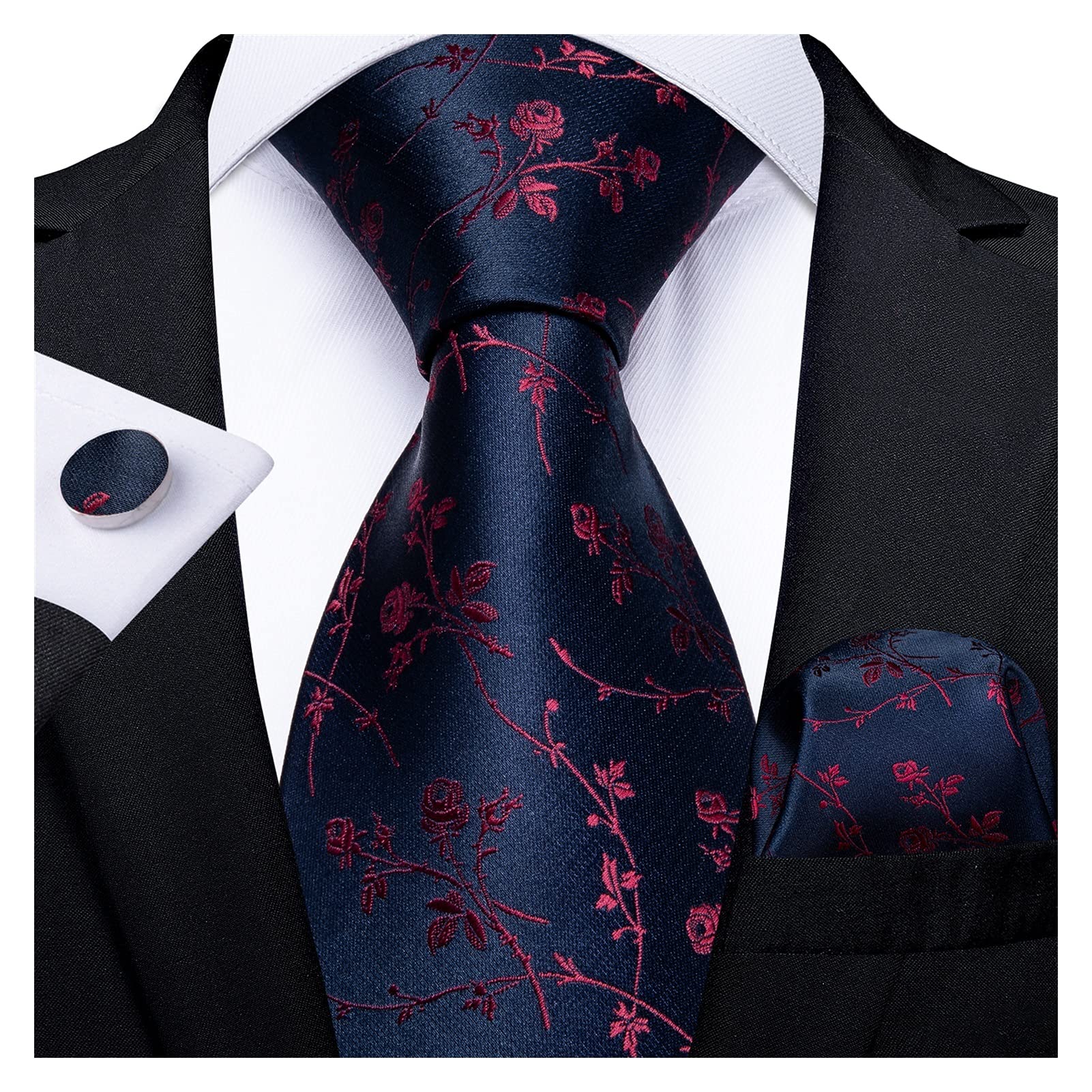Pjryc Men's Mj-7229 Tie Wedding Tie For Hanky Cufflinks Silk Tie Set Party Business (Color : Size : One Size)