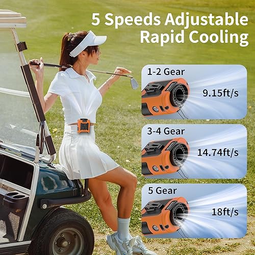 Miniatura 2 de Socool - Ventilador portátil de 10 000 mAh, clip para el cinto, batería recargable, 5 velocidades, linterna, para el cuello, manos libres, 40 horas,