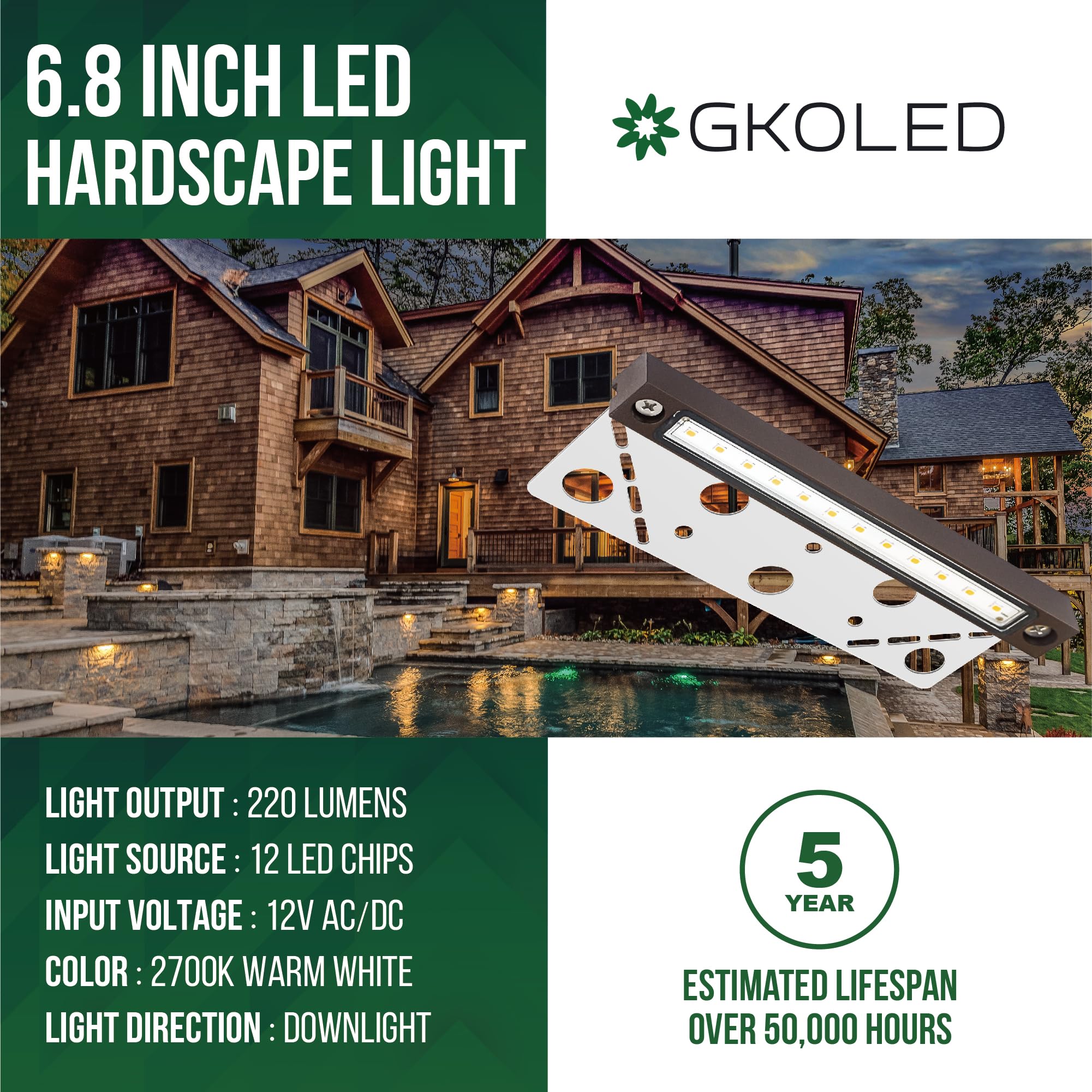 Snapklik.com : 6.8 Inches LED Hardscape Lights, Low Voltage Retaining ...