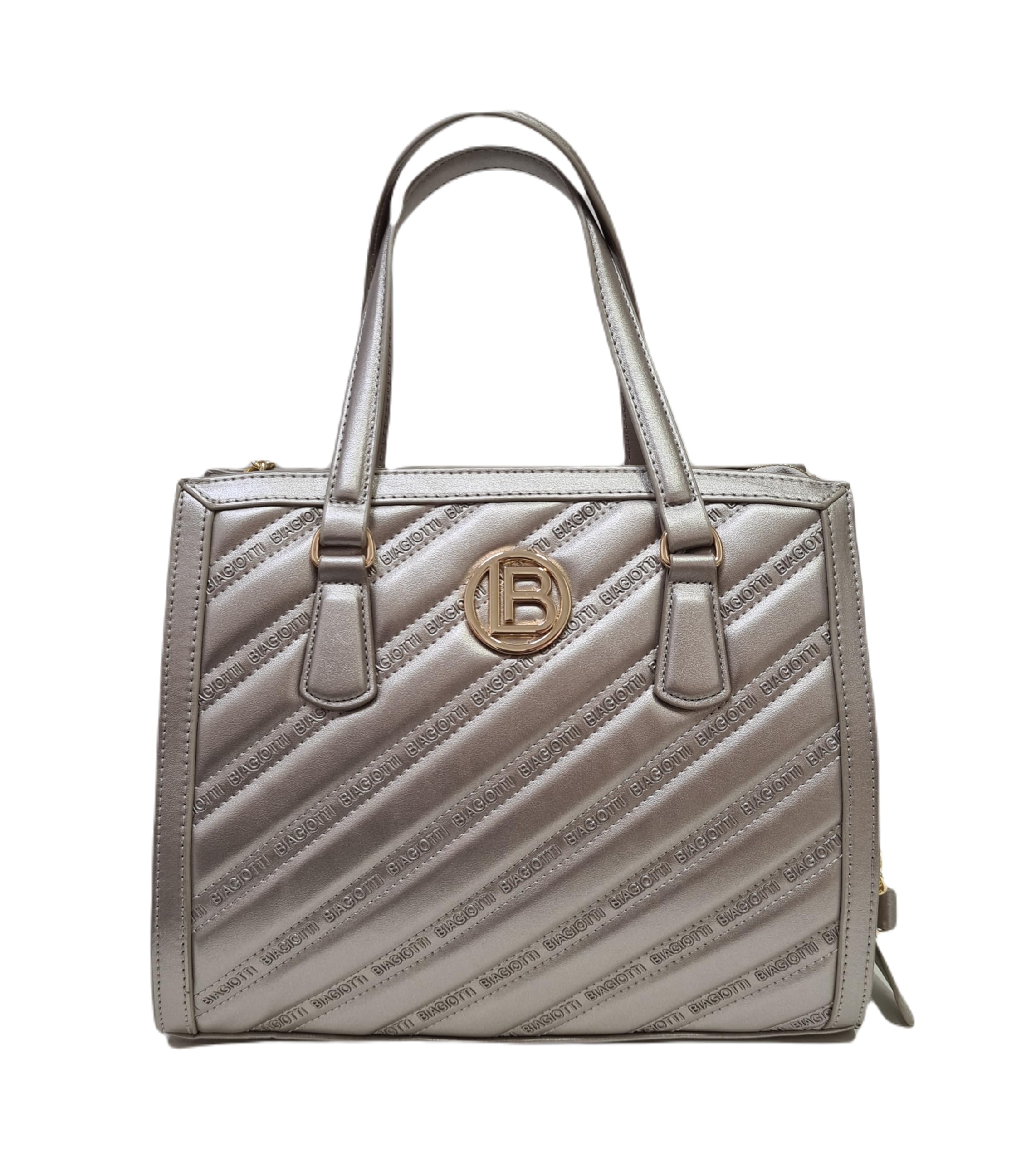 Laura Biagiotti Borsa a mano da donna in pelle rossa, trapuntata, con manico e dettagli in metallo (METAL)