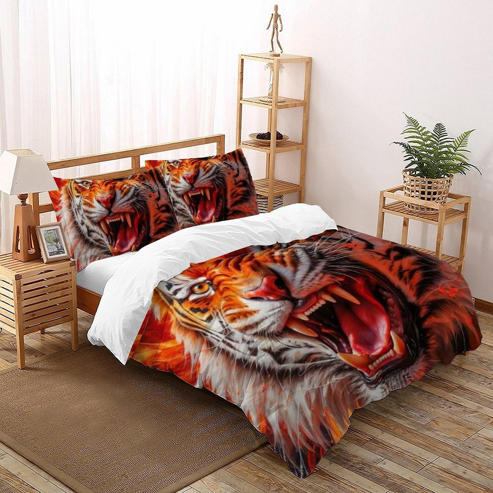 Housse de couette 260x220cm tigre imprimé 3d microfibre premium