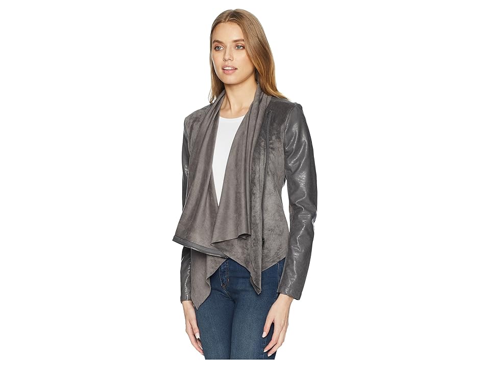 

Blank NYC Faux Suede Drape Front Jacket in Charcoal Grey (Charcoal Grey) Women's Coat