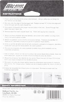 WAL-BOARD TOOLS Drywall Clips, Easy Drywall Repair Solution, Fits 1/2 and 5/8 Panels, Includes 6 Clips and 12 Screws, Made in the USA, 054-014