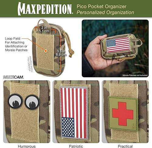Miniatura 6 de MAXPEDITION Pico - Organizador de bolsillo, bolsa de equipo EDC ultra compacta, bolsa táctica para transporte diario, herramientas, artilugios, kit