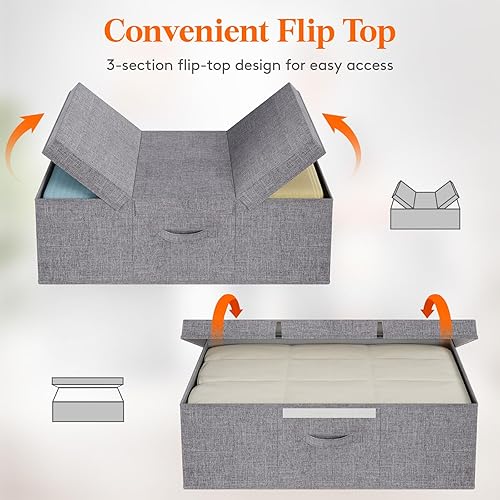 Vista 5 de Lifewit Contenedores de Almacenamiento Debajo de la Cama de 80L, Organizador de Almacenamiento de Ropa Debajo de la Cama de 9.8 Pulgadas de Alto