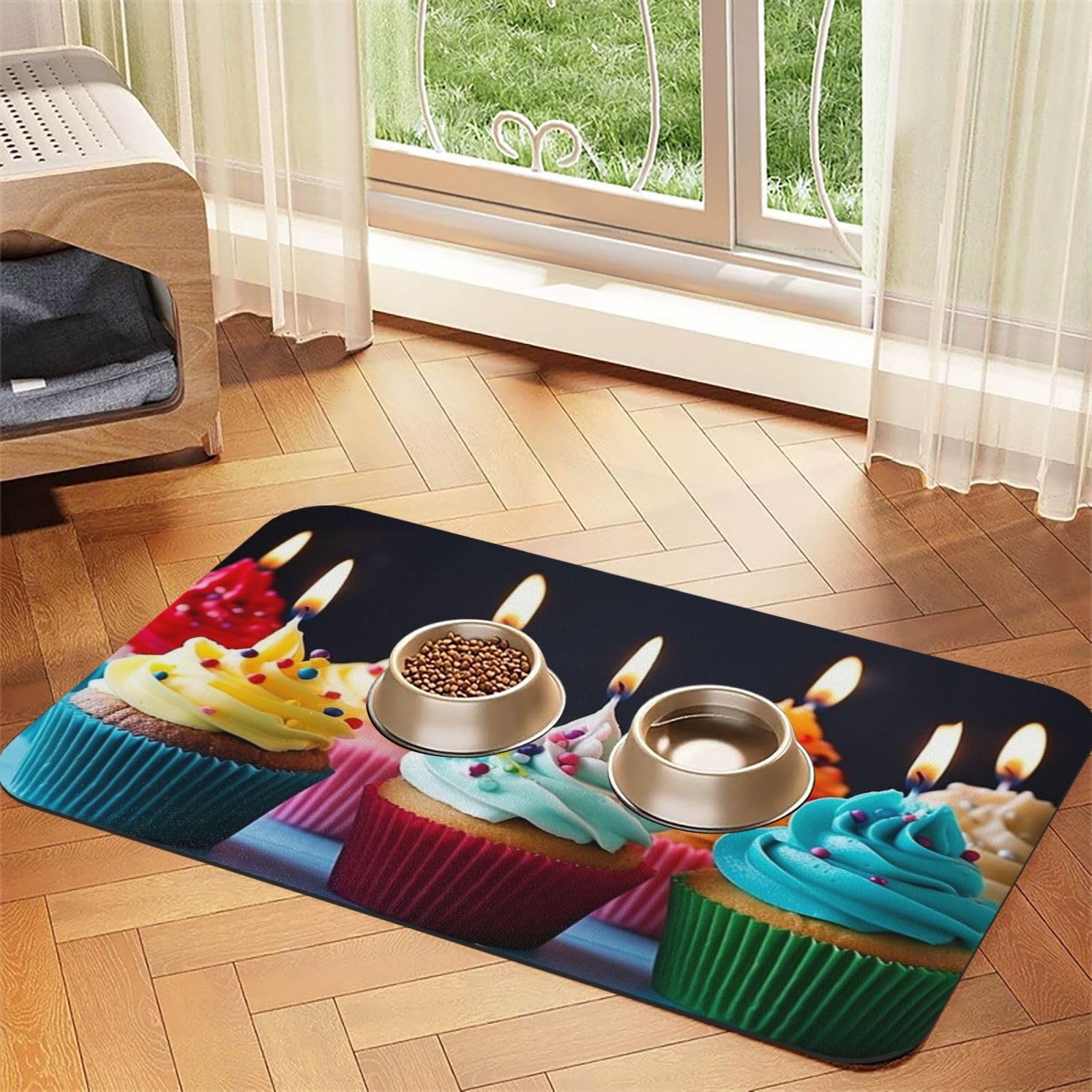 Tapis de nourriture pour chat en cuir synthétique absorbant pour gamelle d'eau