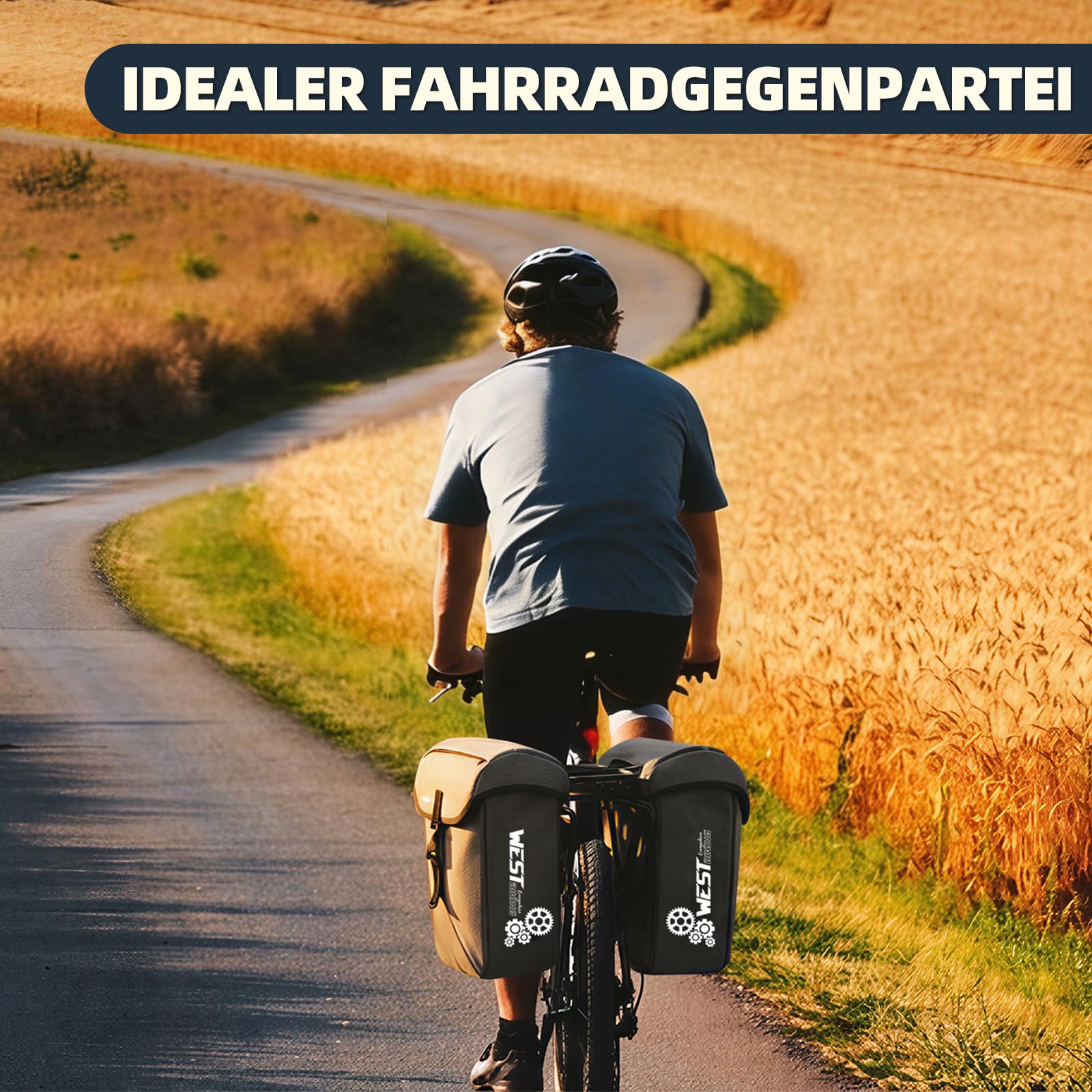 Sacoche de vélo, pour porte-bagages, grande capacité, réfléchissante, facile à nettoyer, avec compartiment pour ordinateur portable et poche zippée supplémentaire, pour vélo électrique, VTT et