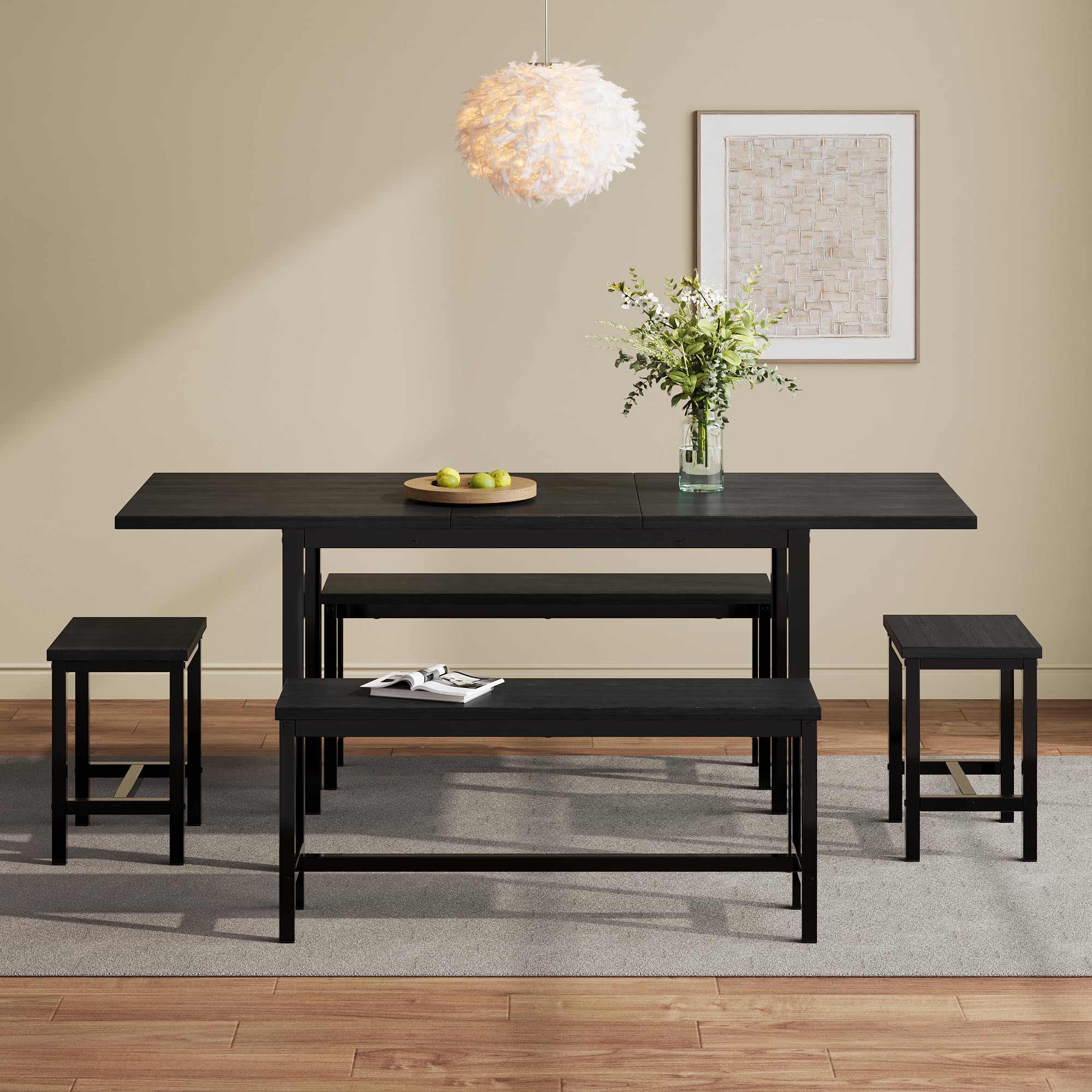 Table de salle à manger extensible - table en bois noir, 110 (140) x 80 x 76 cm - Pour cuisine et salle à manger - pour 6 personnes avec rallonge | Leroy Merlin Table de salle à manger extensible - table en bois noir, 110 (140) x 80 x 76 cm - Pour cuisine et salle à manger - pour 6 personnes avec rallonge | Leroy Merlin