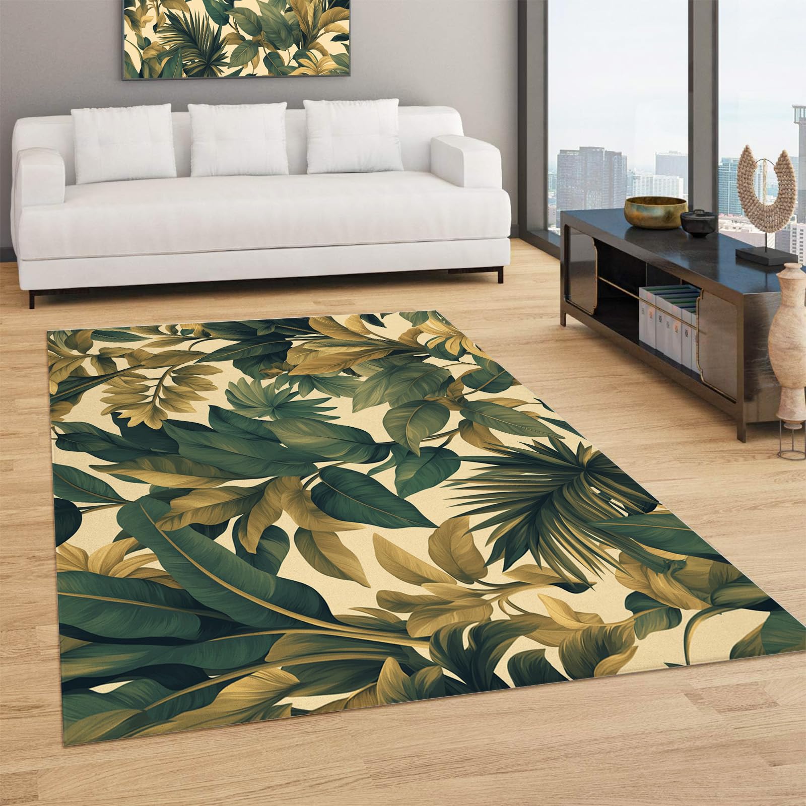 Tapis jungle dense de salon moderne 180x270 pour une ambiance nature