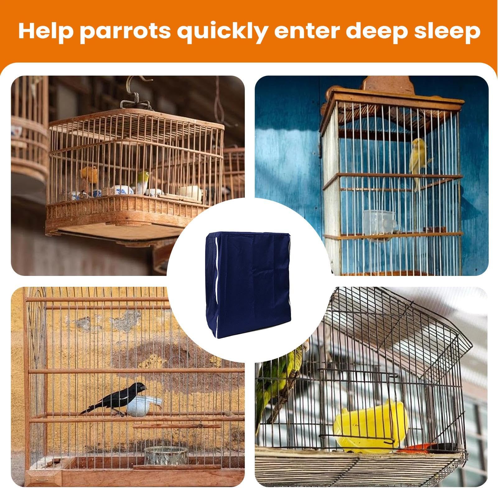 Generisch Housse de cage à oiseaux, carrée, respirante, lavable, protection de nuit, pour l'intérieur, la maison, le salon, les jeux, le sommeil, la sécurité, le transport