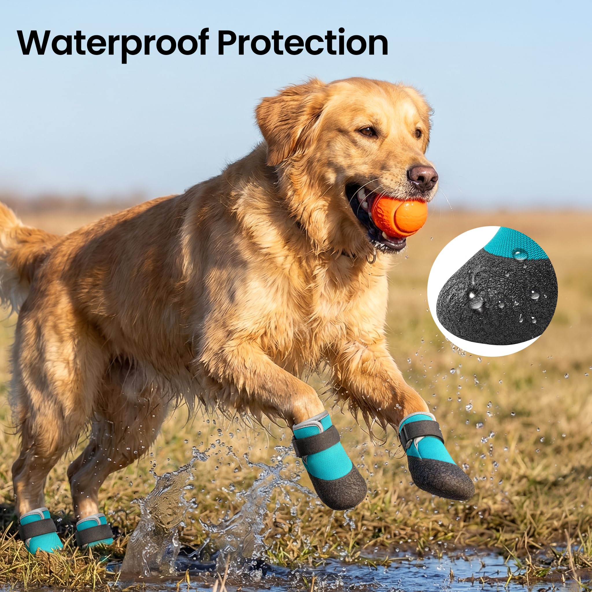 Atmungsaktive Hundeschuhe für den Sommer – Hitzeschutz-Hundeschuhe für heißen Asphalt, leichte Mesh-Stiefel mit rutschfester Sohle für glatte Straßen- und Hartholzböden, große Hunde