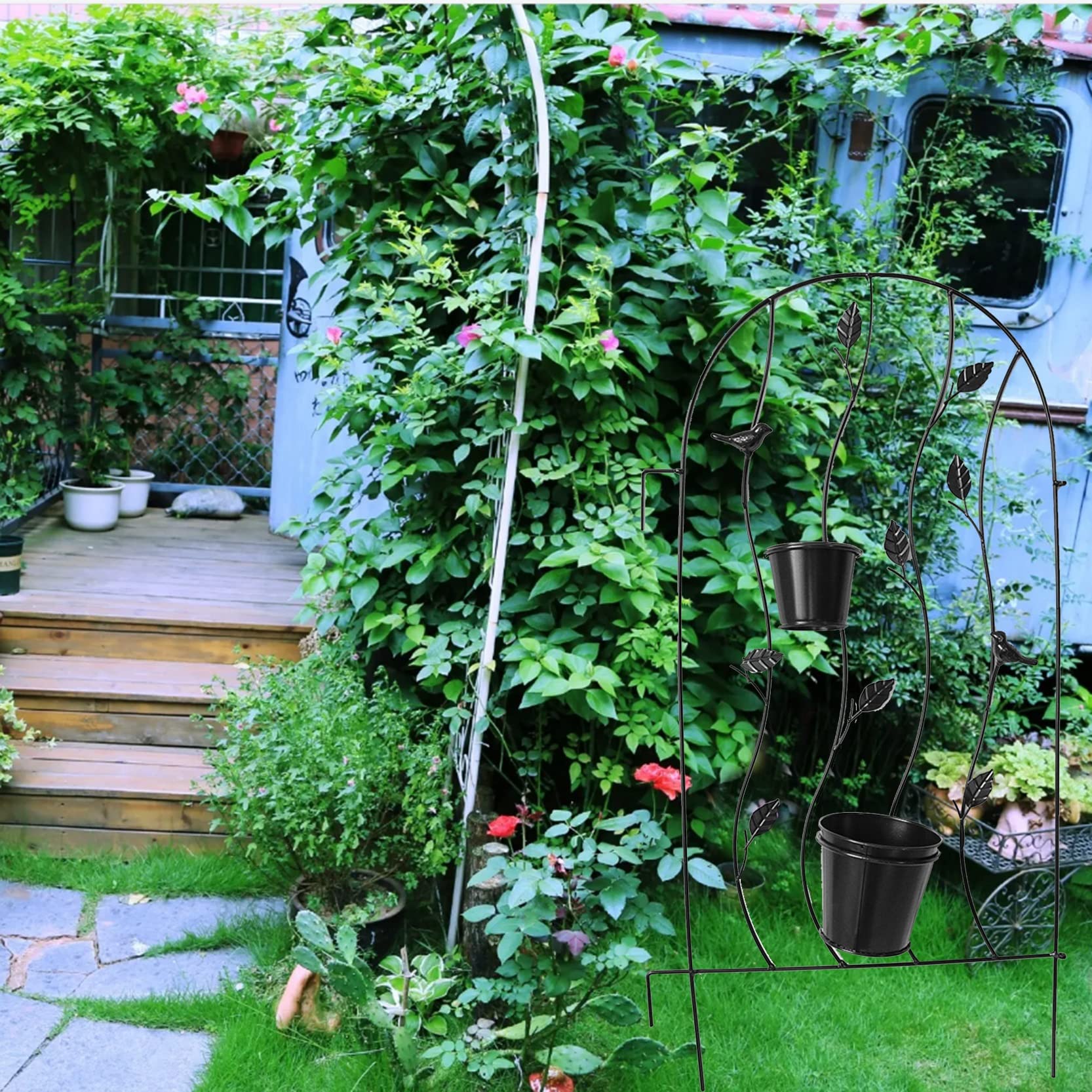 ZYFA Beetzaun Beetbegrenzung aus Metall Rankhilfe Gartenzaun Rankgitter Garten Gartenstecker Gartenpfähle Rasenkanten Gartenzäune Pflanzenstützen für Gartendeko,Deko Für Kletterpflanzen,Dekozaun