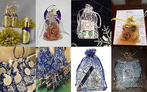 Miniatura 4 de Bolsitas de organza transparentes con impresión de ratán Ankirol, ideales para bodas y fiestas del bebé, para regalos o muestras (100 unidades),