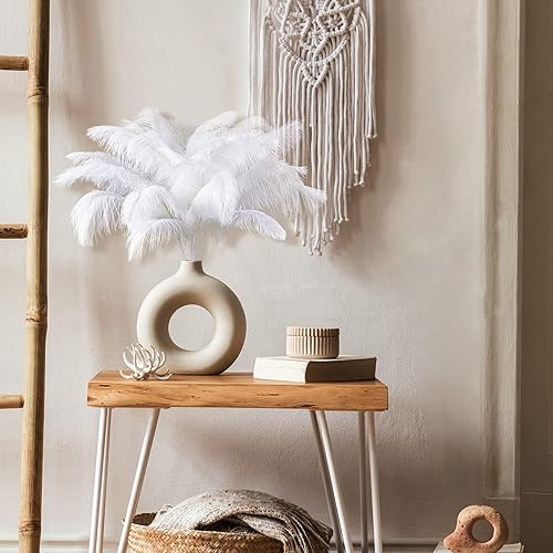 Miniatura 4 de Plumas grandes blancas para jarrón y centros de mesa 24 plumas de avestruz de 10-12 pulgadas a granel, plumas grandes boho para centros de mesa,
