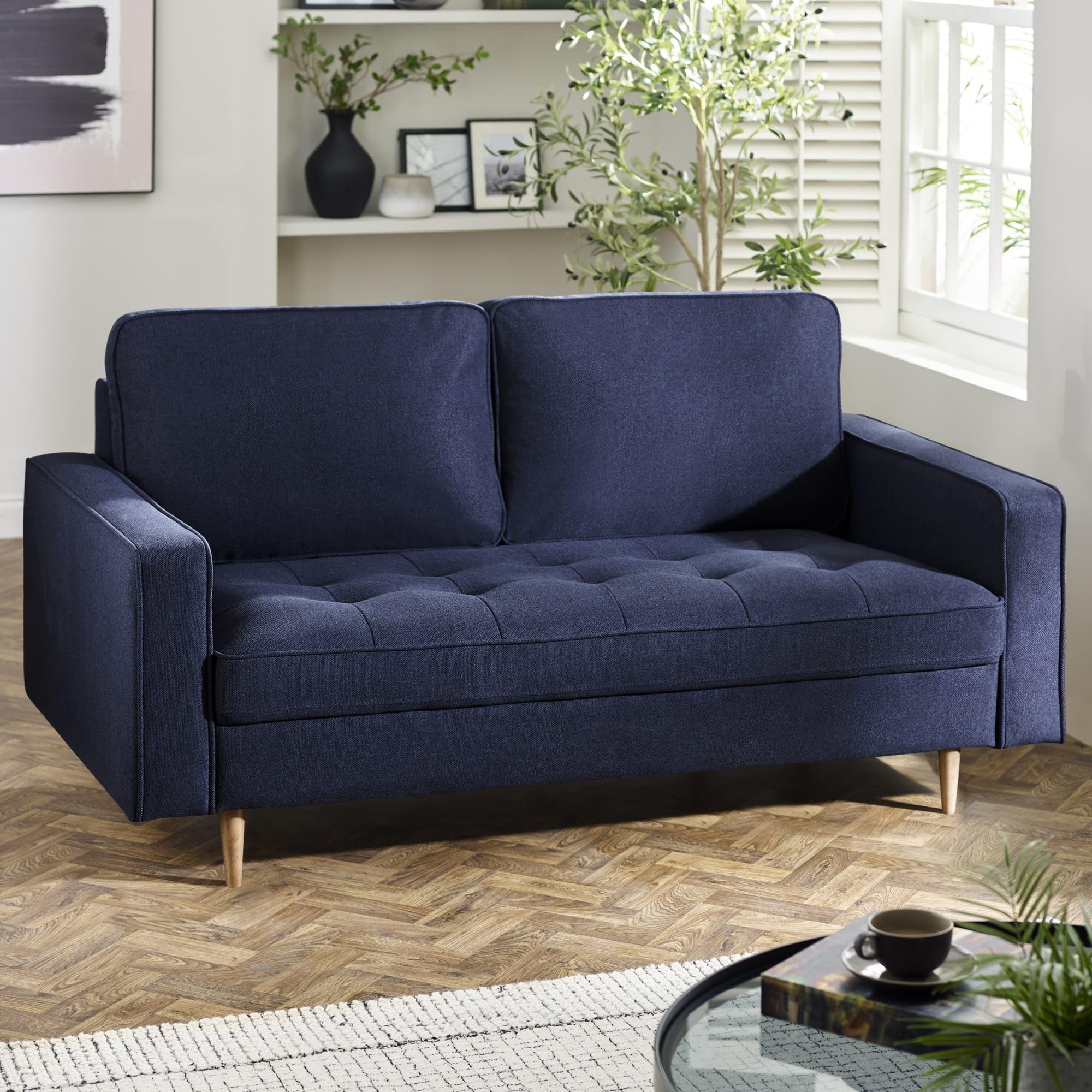 Julian Bowen Henrietta Blue Chenille Fabric 3 Seater Sofa
