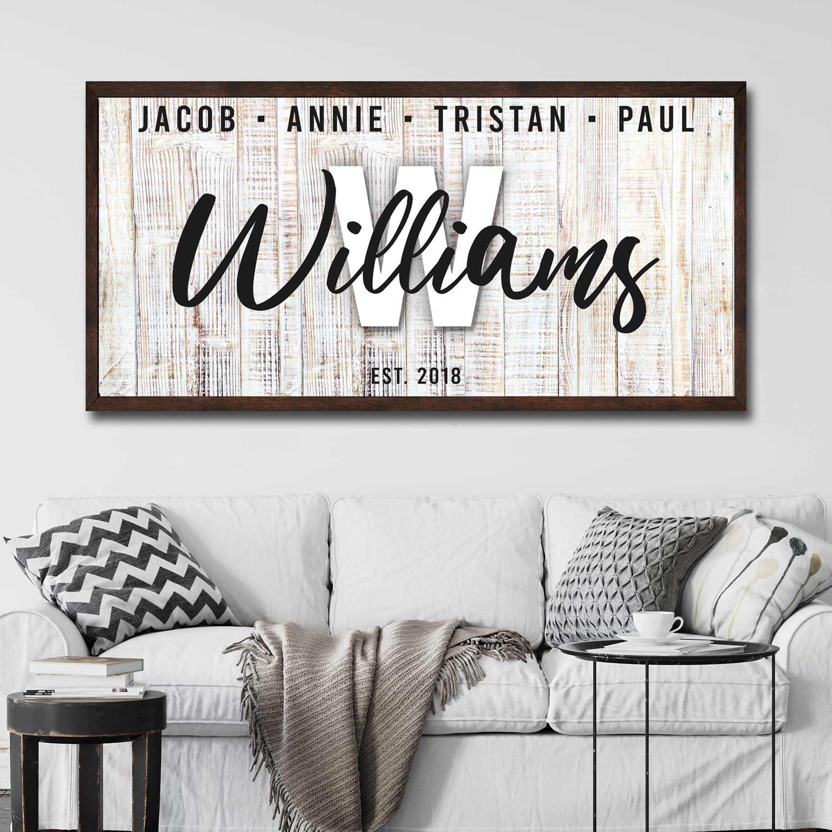 Tailored Canvases Personalized Family Sign - Last Name Signs For Home, Custom Wall Decor Canvas for Living Room, Fireplace, Kitchen, & Front Door -