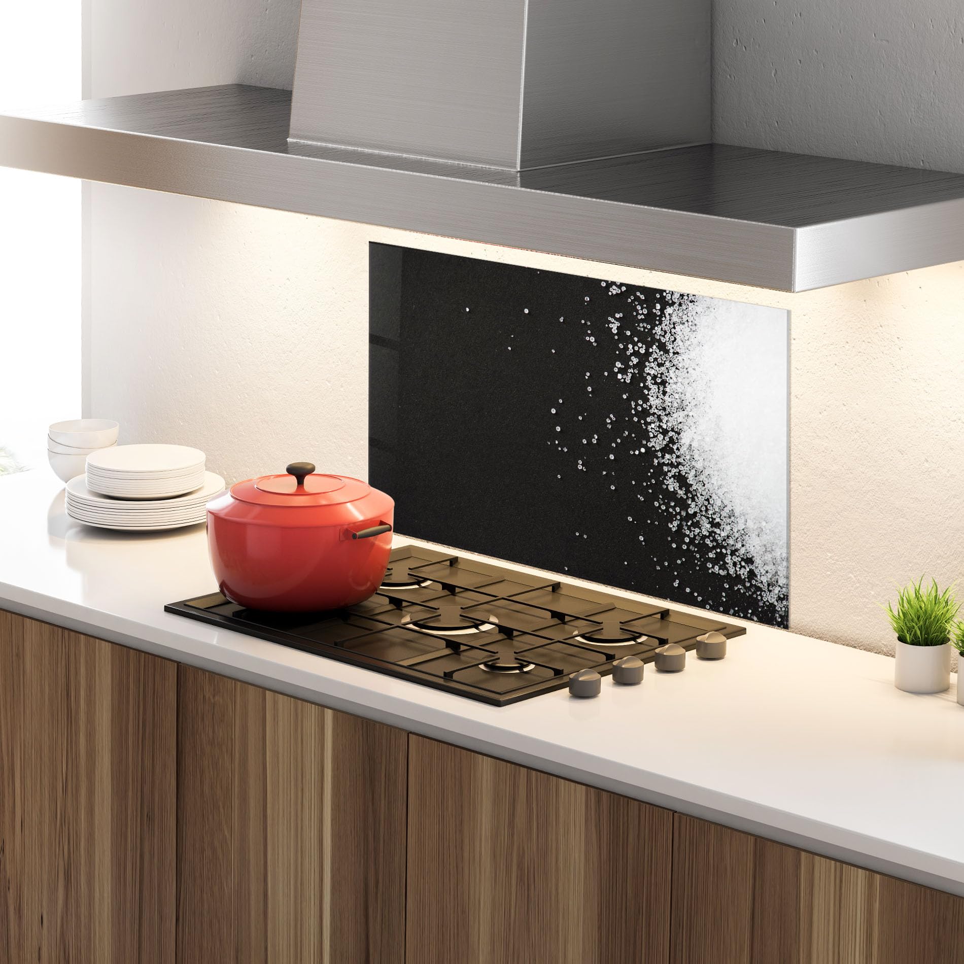 ARTHUB® Crédence De Cuisine En Verre 60x60 Cm, Hot Food