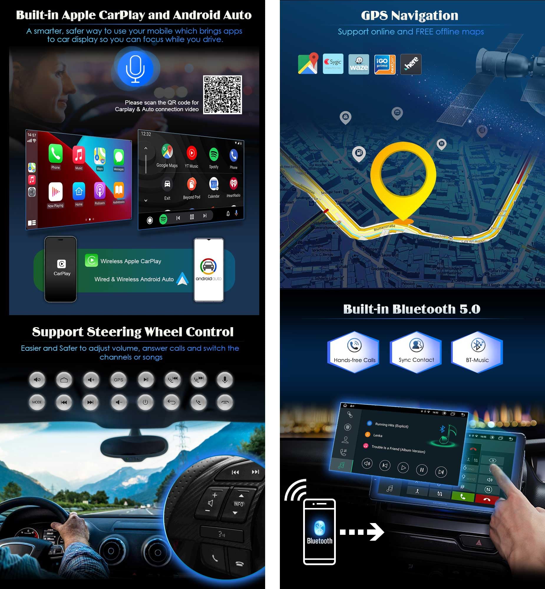 Erisin 8 Core Android 14 Autoradio per Alfa Romeo Mito Supporto GPS Navigatore Auto Senza fili Carplay Android Auto Bluetooth Wifi 4G 7 pollici Touch screen Lettore DVD