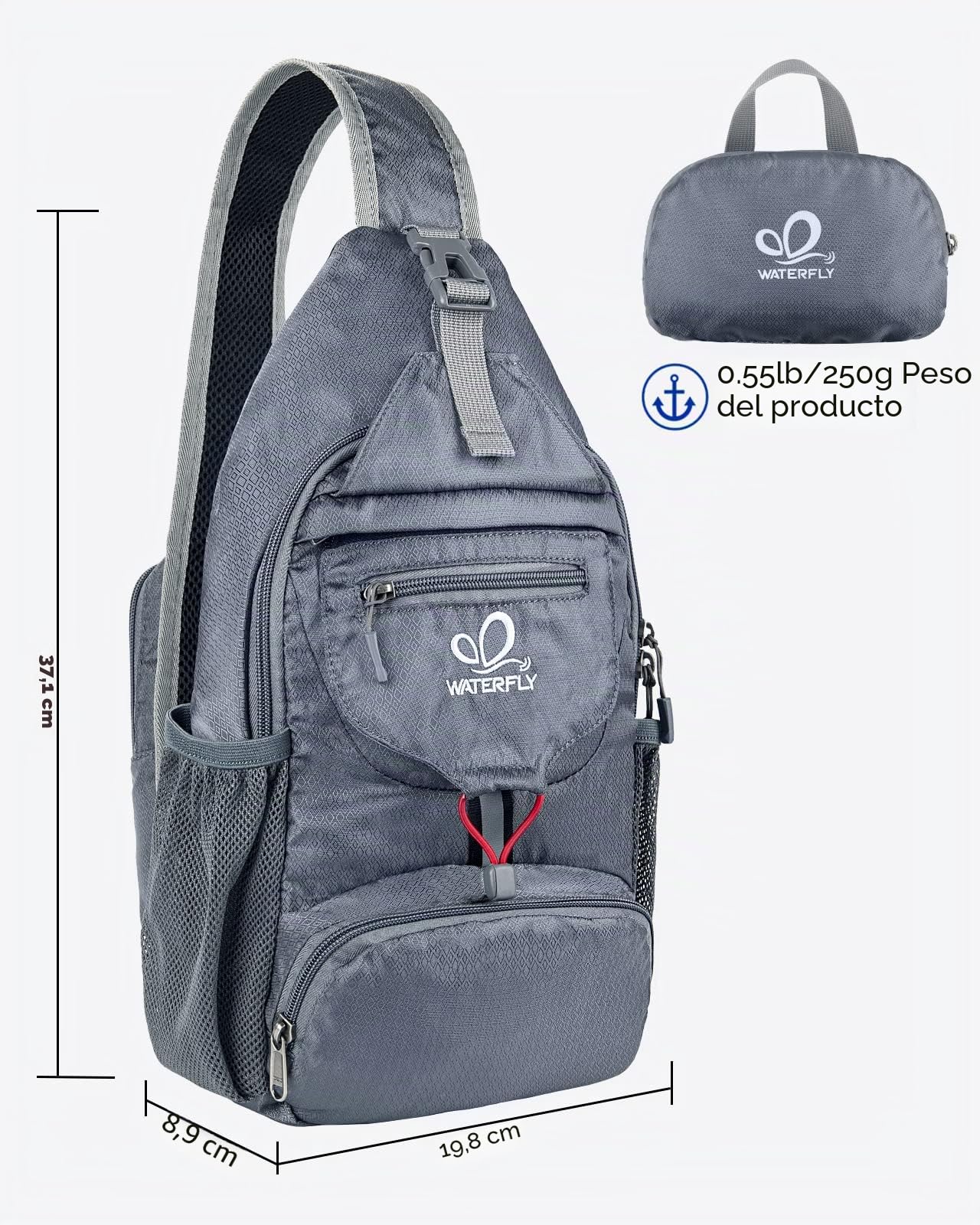 Waterfly Mochila Cruzada Plegable Pequeña Bolso de Hombro para Senderismo Viajes