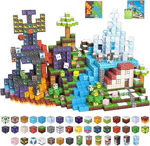 200 PCS Blocs magnétiques avec tableau magnétique, jouets de cubes de blocs de construction magnétiques pour enfants, cadeaux de jouets STEM pour garçons et filles de 3 ans et plus