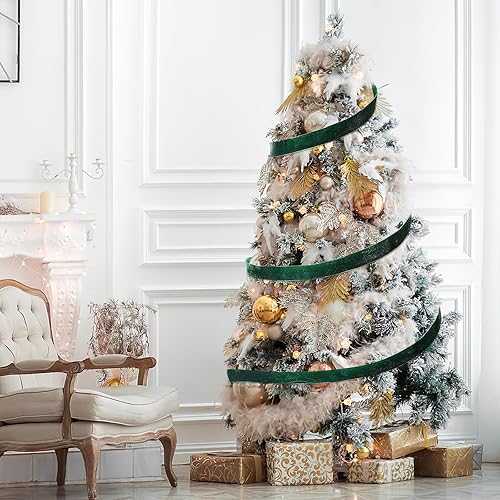 Miniatura 8 de Ciieeo 1 rollo de cintas de terciopelo vintage de Navidad de 1.0 in, cinta de terciopelo para Navidad