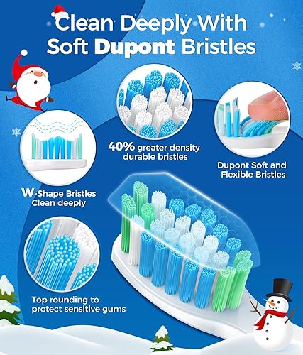 Miniatura 34 de TEETHEORY Cepillo de dientes eléctrico para adultos con 8 unidades, cepillo de dientes eléctrico sónico con 40000 VPM limpieza profunda, 5 modos