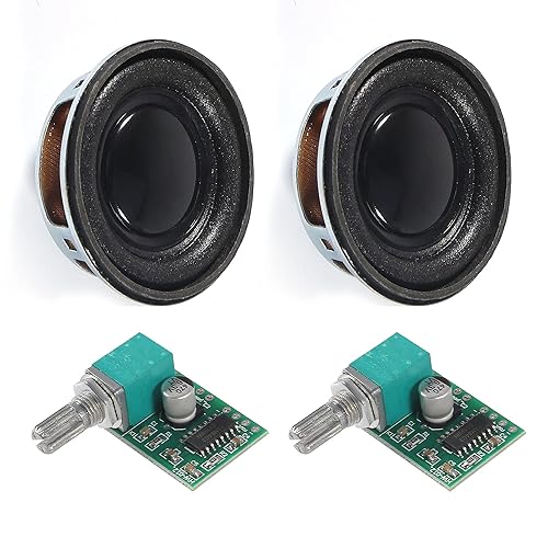 2 altavoces estéreo de audio de 1.5 pulgadas, 4 ohmios, 3 W, 2 altavoces redondos + 2 amplificador digital de 3 x 2 CC 5 V PAM8403 módulo de