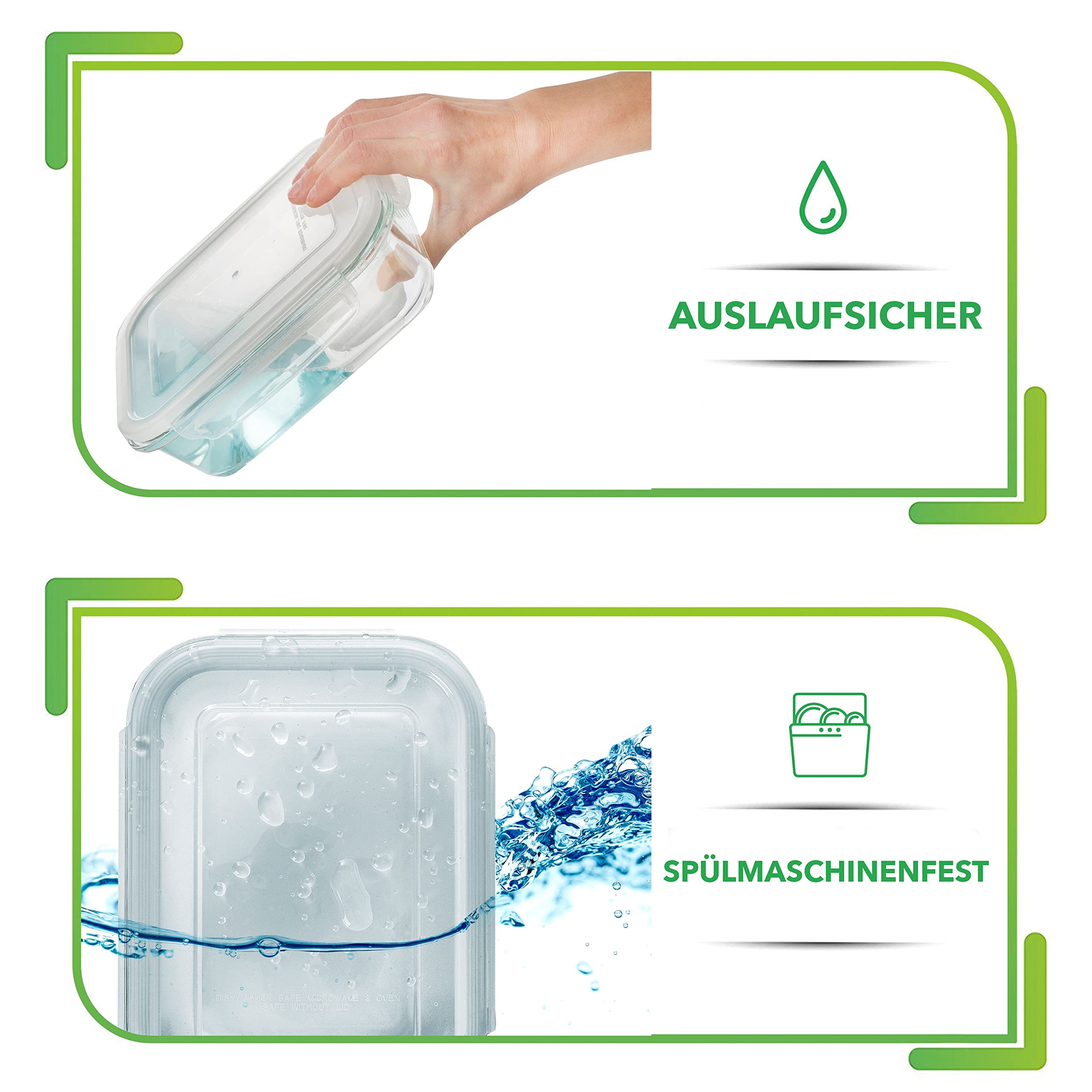 Prep Naturals Glasbehälter mit Deckel 5er-Pack, 1060 ml, 1 Fach