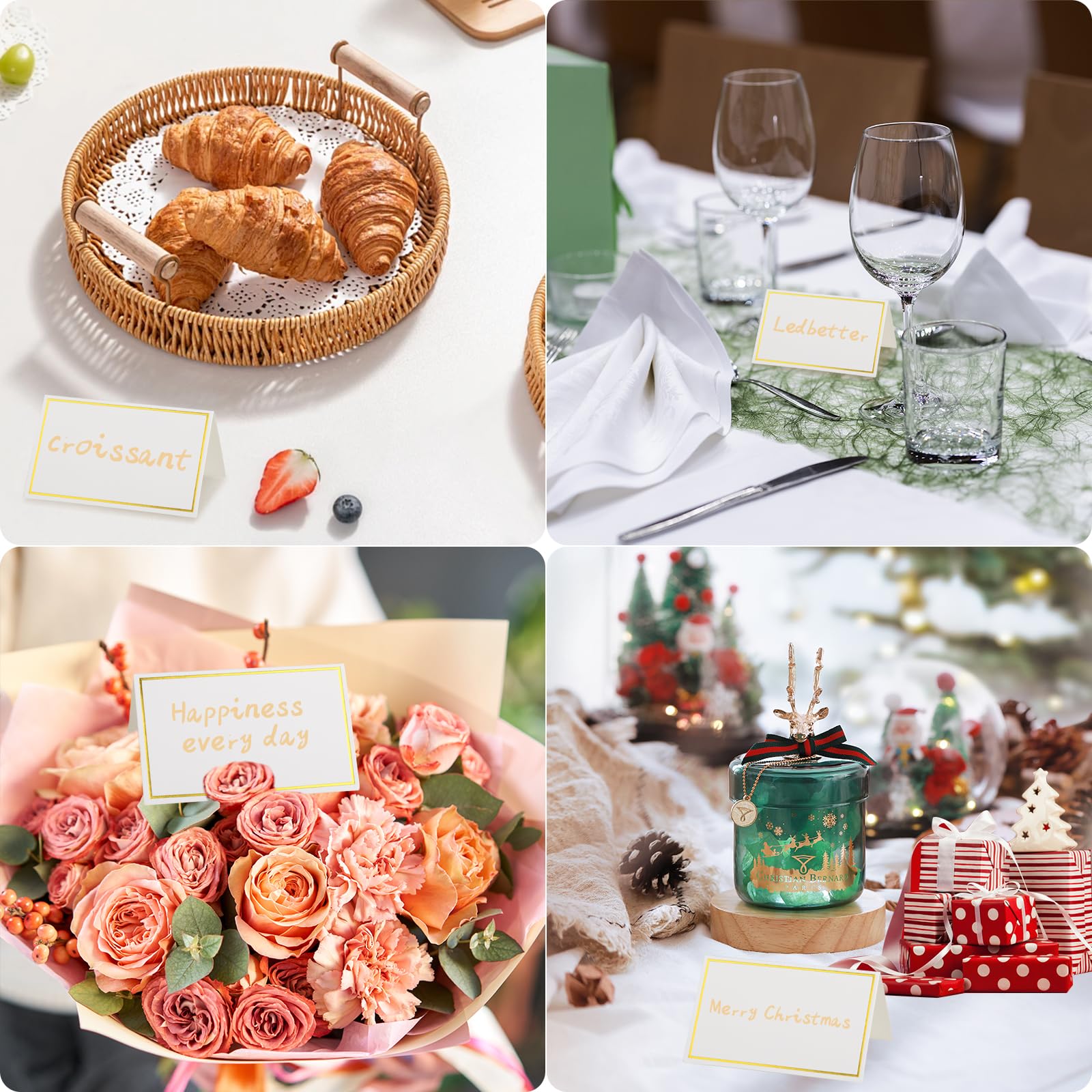 100 Marque-places Vierges + Stylo - Carte Place Mariage Anniversaire Pliable