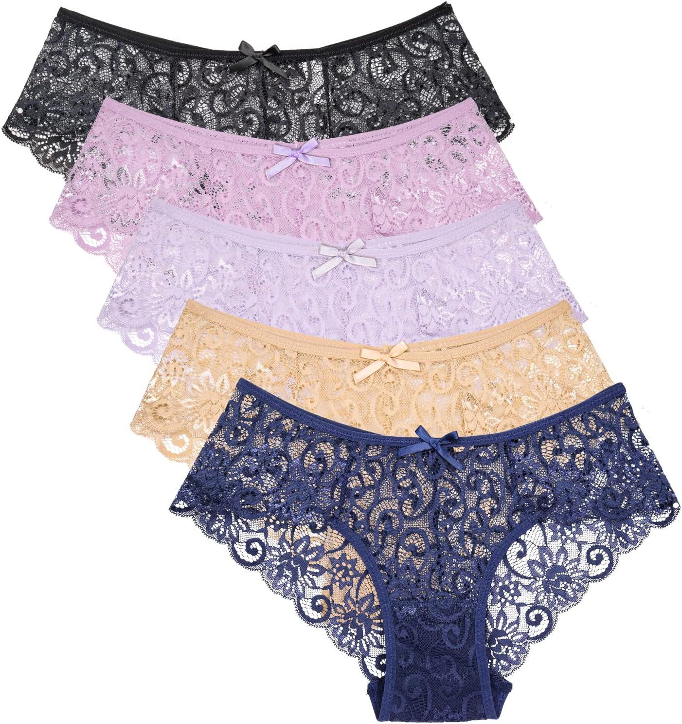 Pack of 5,Women Lace Panties Sexy Underwear Ultra Thin Briefs S M L XL