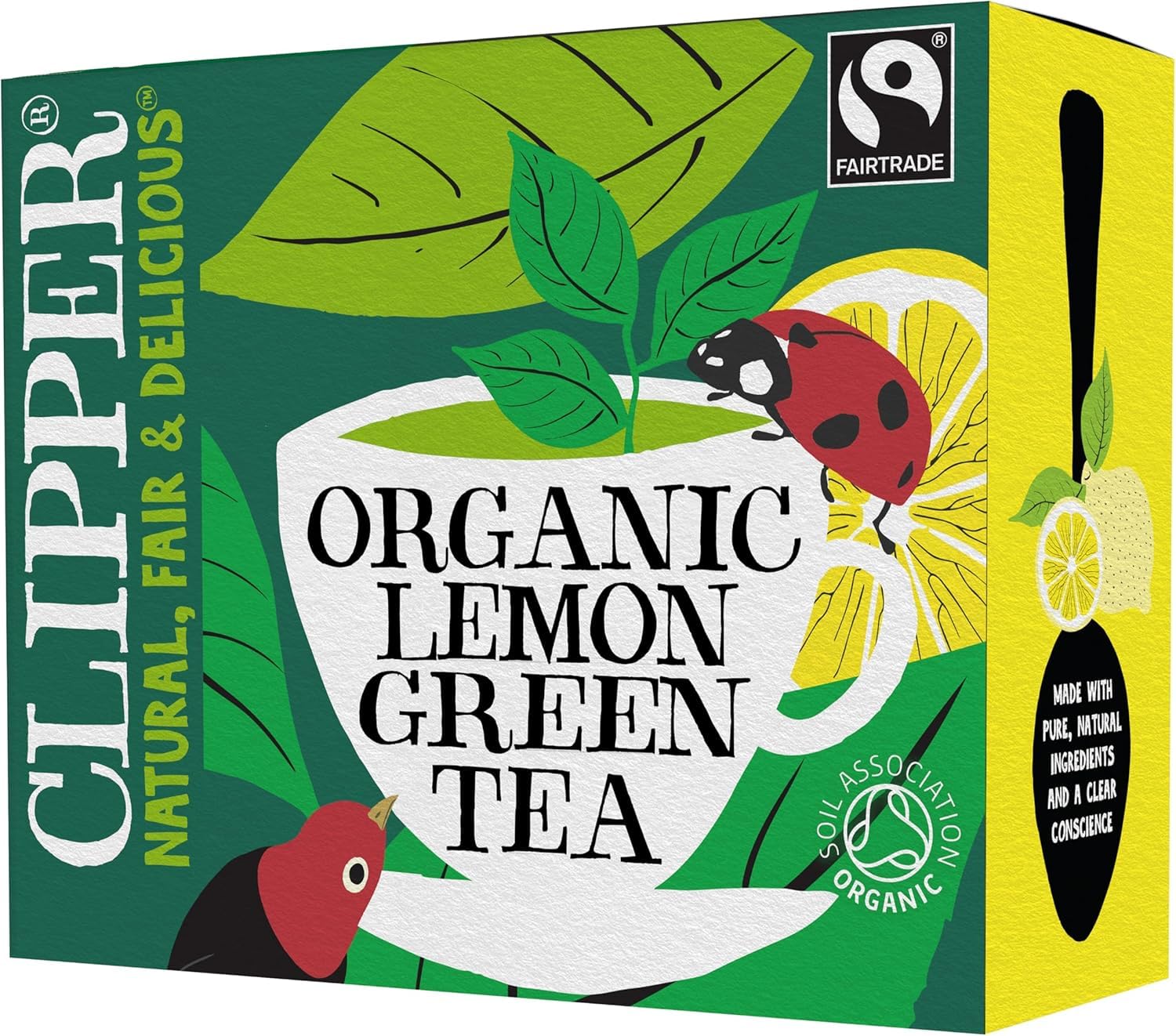 Clipper Organic Lemon Green Tea Bags | 80 Teabags for Home or Office | Pure, Eco-Conscious, Fair Trade Green Tea with Lemon | Natural, Unbleached, Plant-Based & Biodegradable Bags