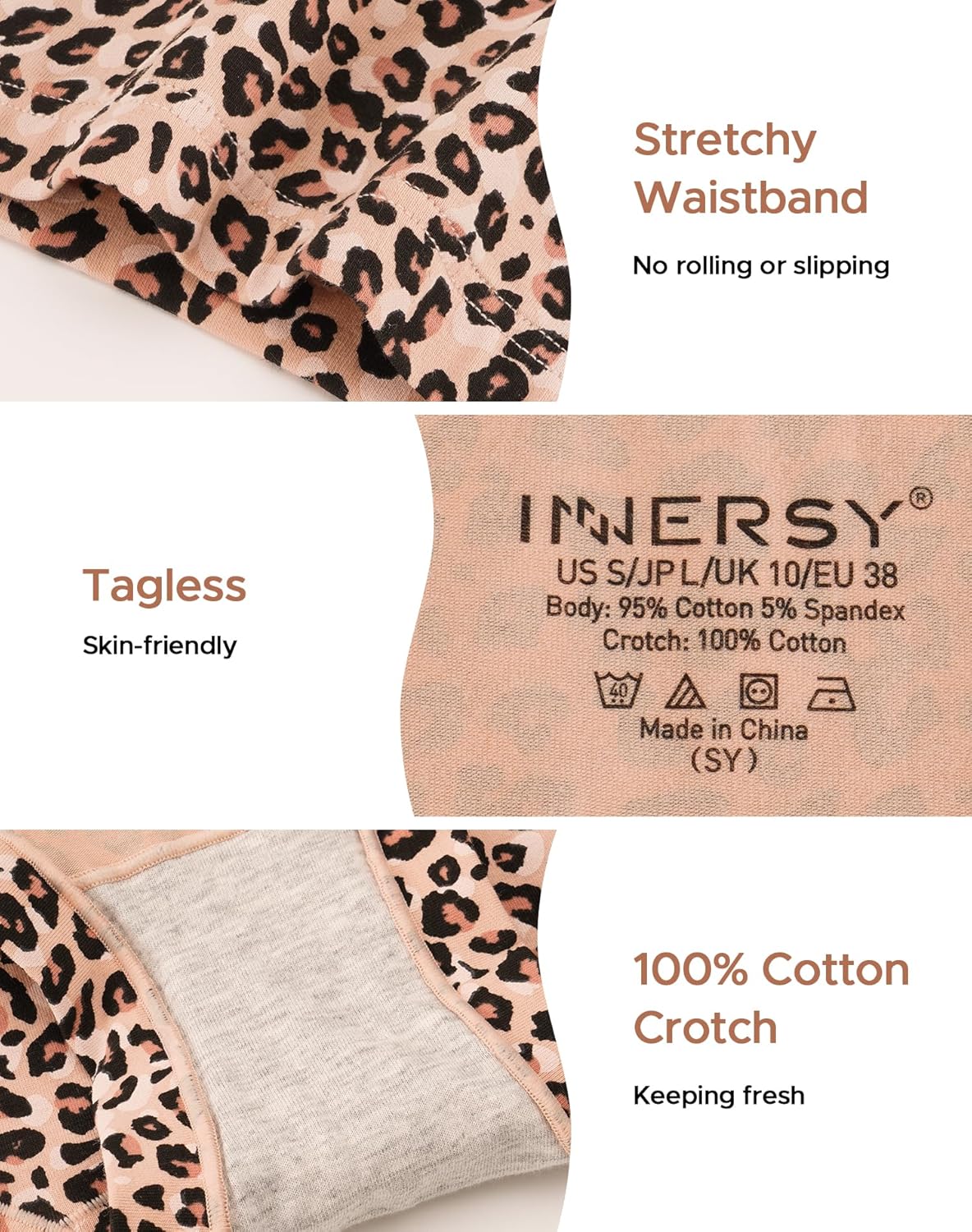 INNERSY Boy Shorts Underwear for Women Cotton Boxer Briefs Breathable Moisture Wicking Boyshorts Panties 4-Pack - Image 5