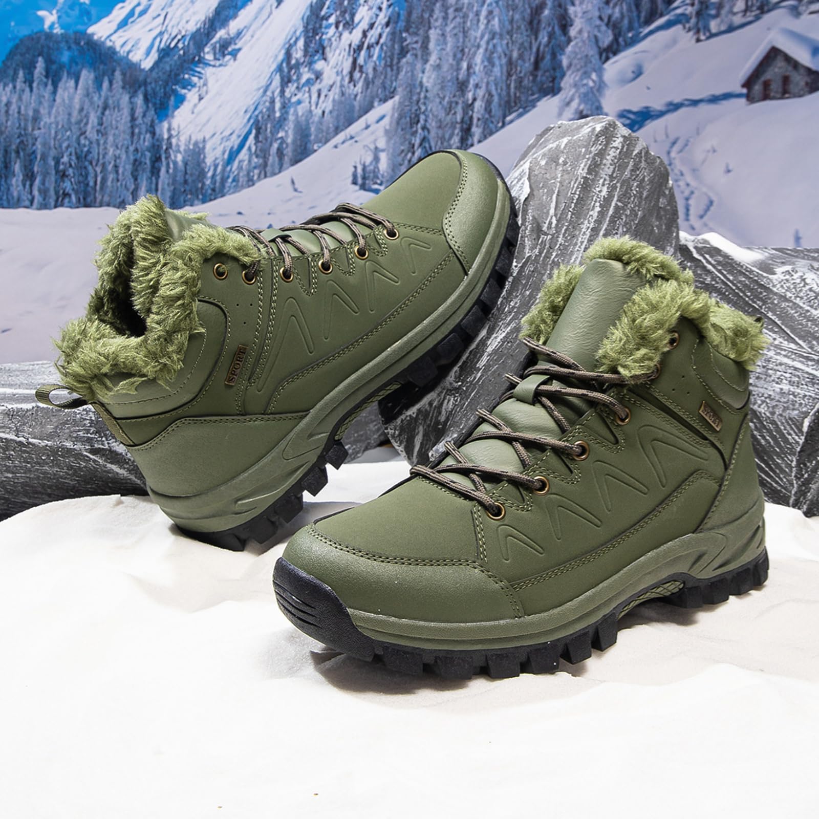 Męskie zimowe buty outdoorowe | Ocieplane buty śniegowe z wytrzymałym profilem do miasta, wędrówek i zimnej pogody