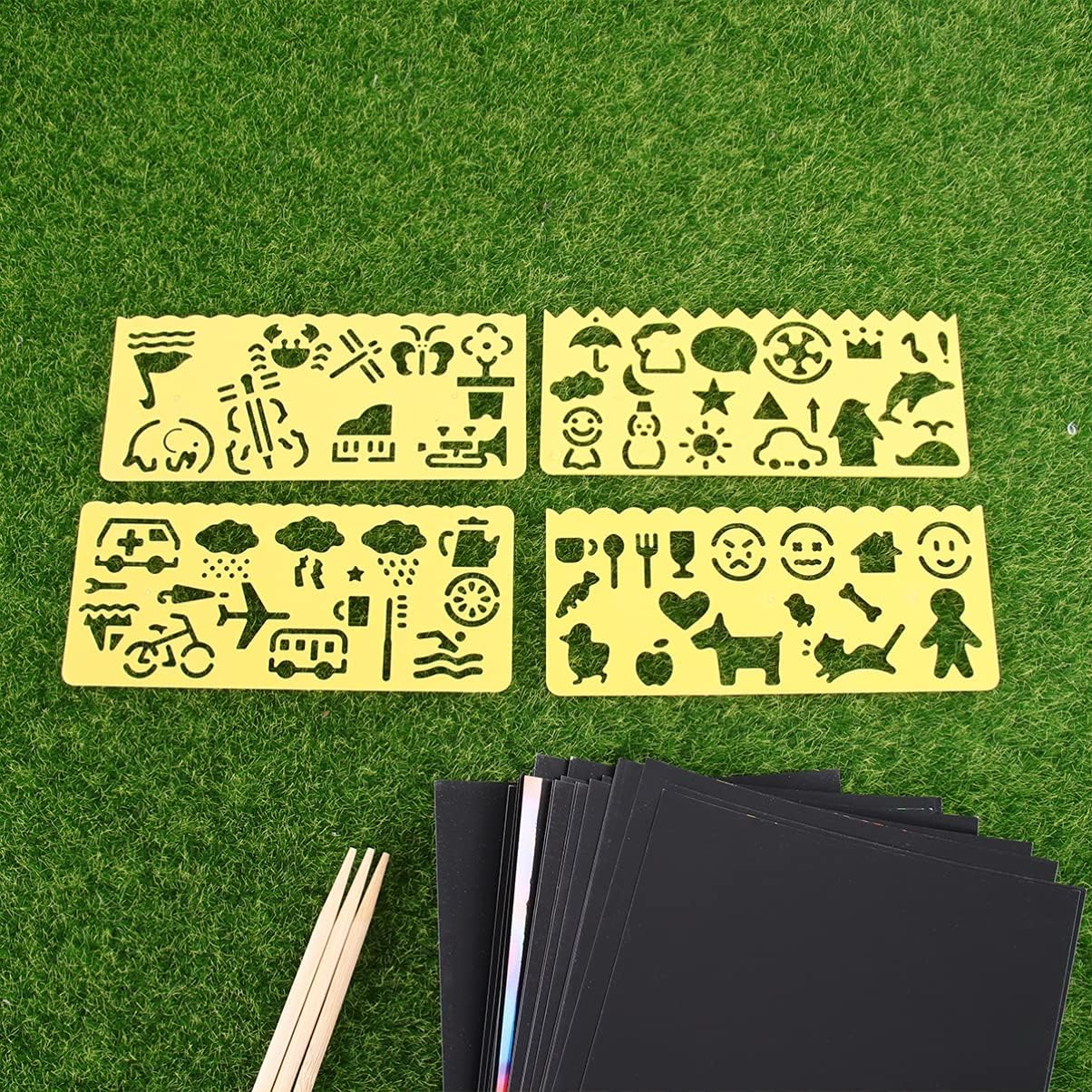 1set Scratch Drawing Papers Scratch Pens DIY Art Boy Girl for Creative Play and Imagination Development