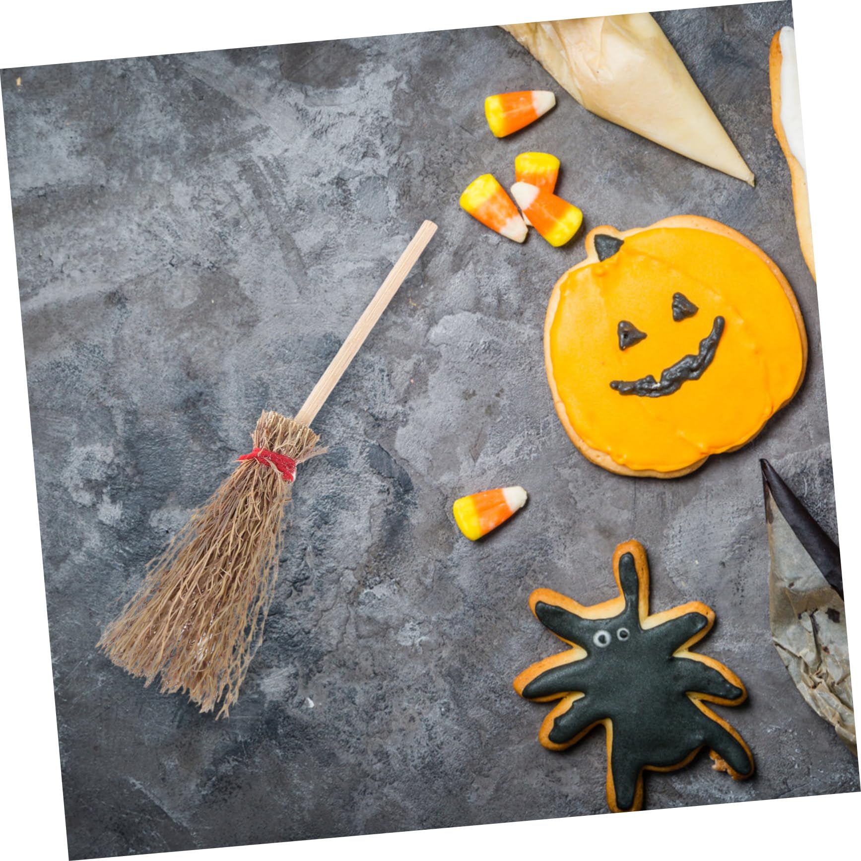 Gogogmee 12pcs Miniature Witch Broom Micro Landscape Decoration Mini Brooms for Crafts Witch Hat and Broom Natural Craft Broom Miniature Straw Broom Straw Brooms Wizard Flying Broom Wooden