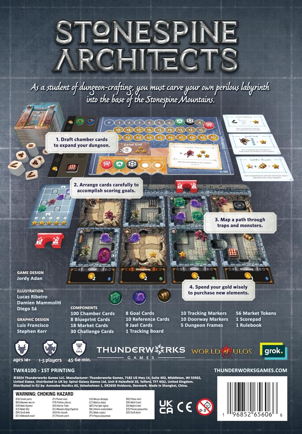 Stonespine Architects Board Game | The Card-Drafting Game of Dungeon Design | Competitive Labyrinth Building Strategy Family Game | 45-60 Minutes for 1-5 Players Ages 10+ by Thunderworks Games