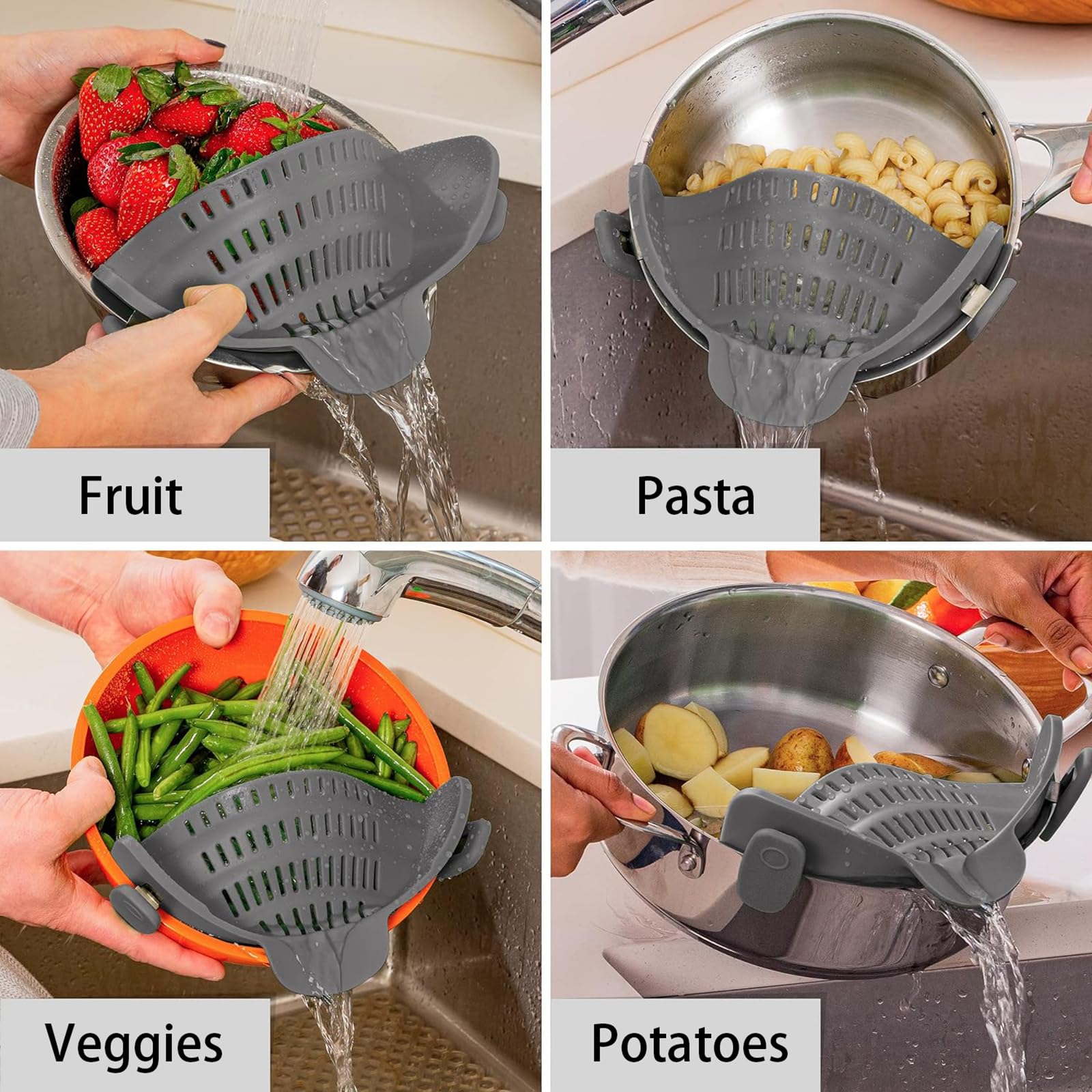 2 Silikon-Siebe Zum Aufstecken Mit Schüssel – Universal, BPA-frei, Spülmaschinenfest