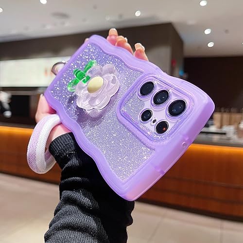 Miniatura 3 de Samsung Galaxy S23 Ultra 5G Phone Case Curly Wave  Clear Matte Case+Cute Lanyard+3D Flower+Sparkle Card Diverse DIY Women Girls Luxury Glitter
