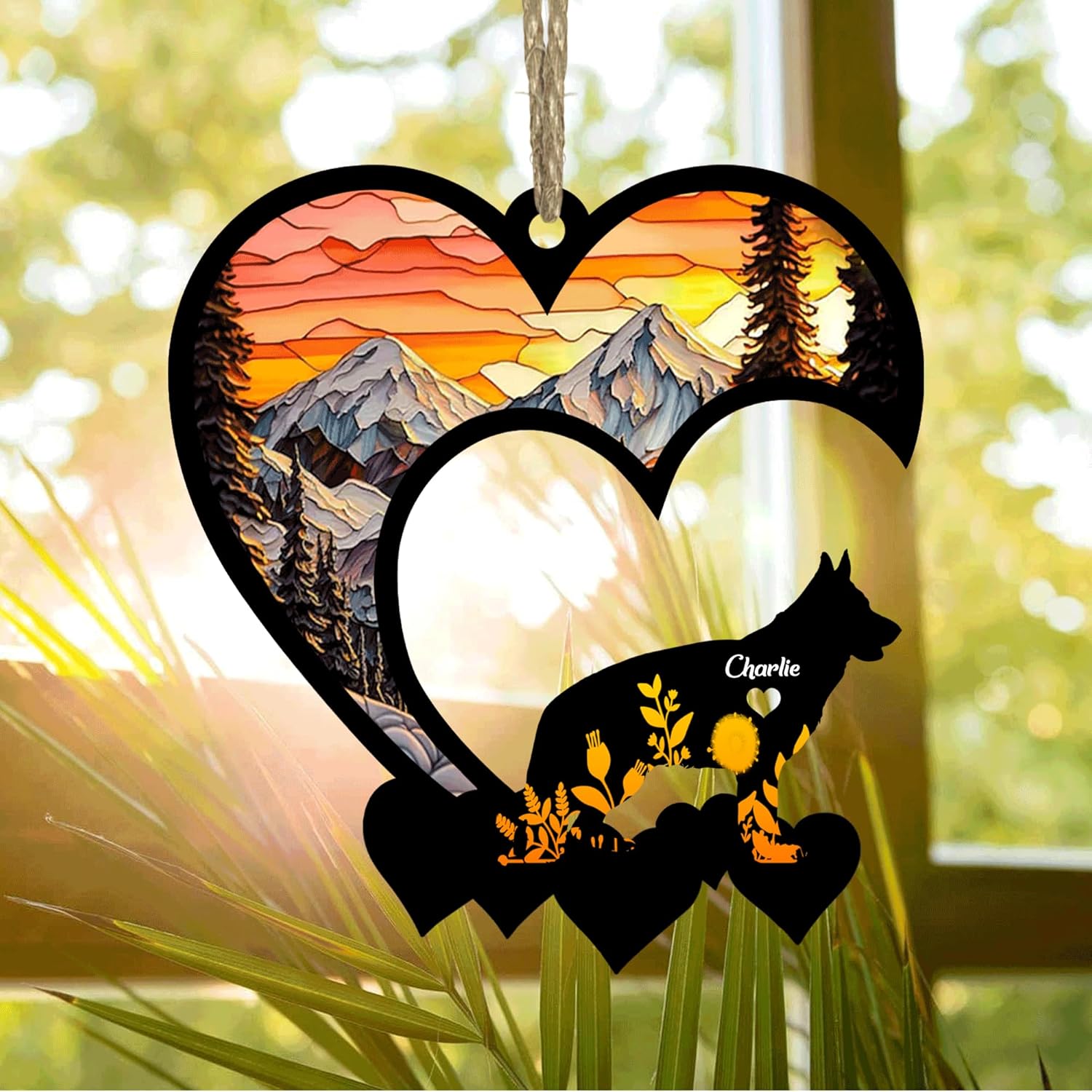 Lovely POD German Shepherd Suncatcher Ornaments, Personalized German Shepherd Memorial with Name, Dogs Loss Ornaments, Dog Remembrance Gift, Dog Memory Ornament, Loss of Dogs Sympathy Gifts - Image 3