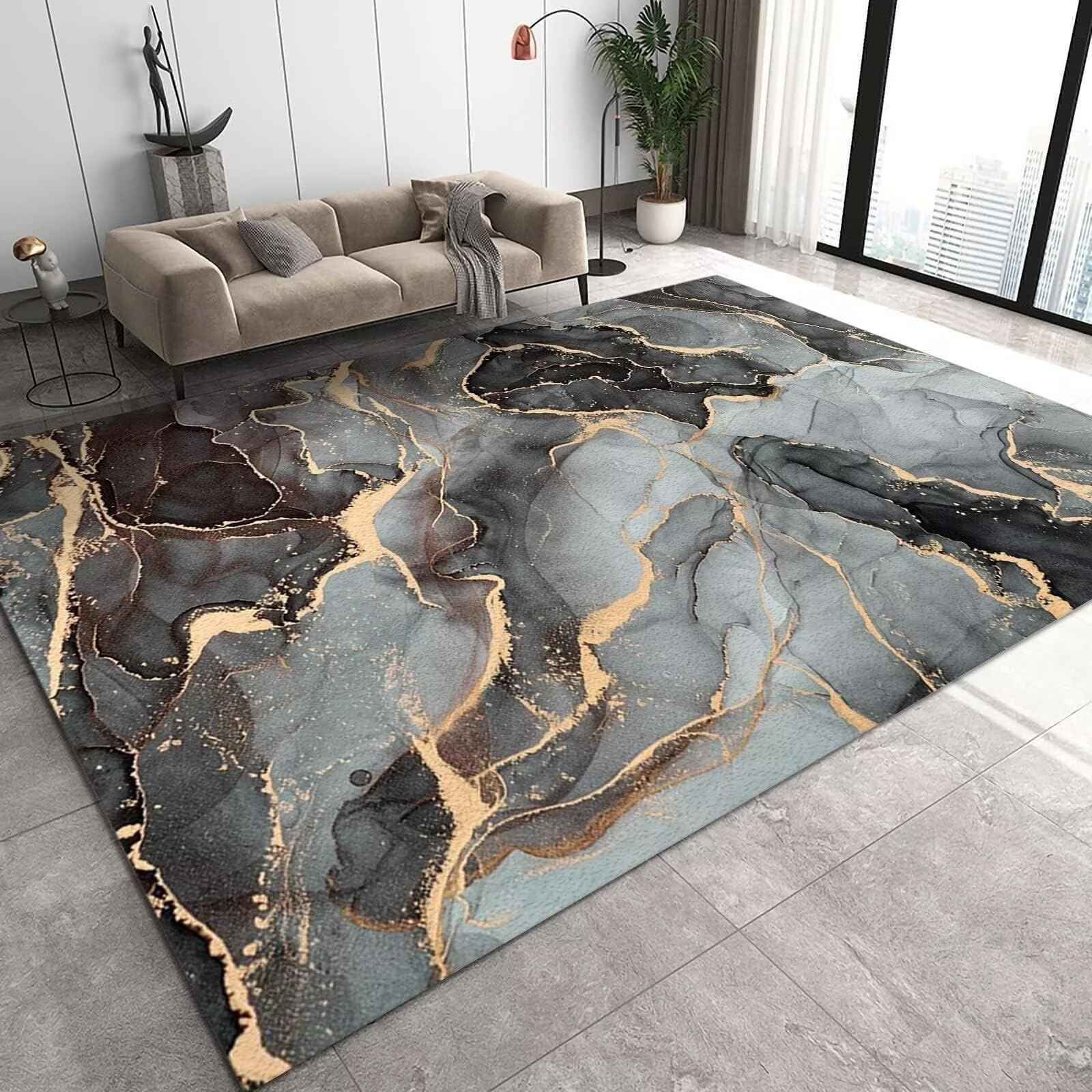 Alfombra salon pelo corto antimanchas gris 100x200cm para evitar suciedad en cocina