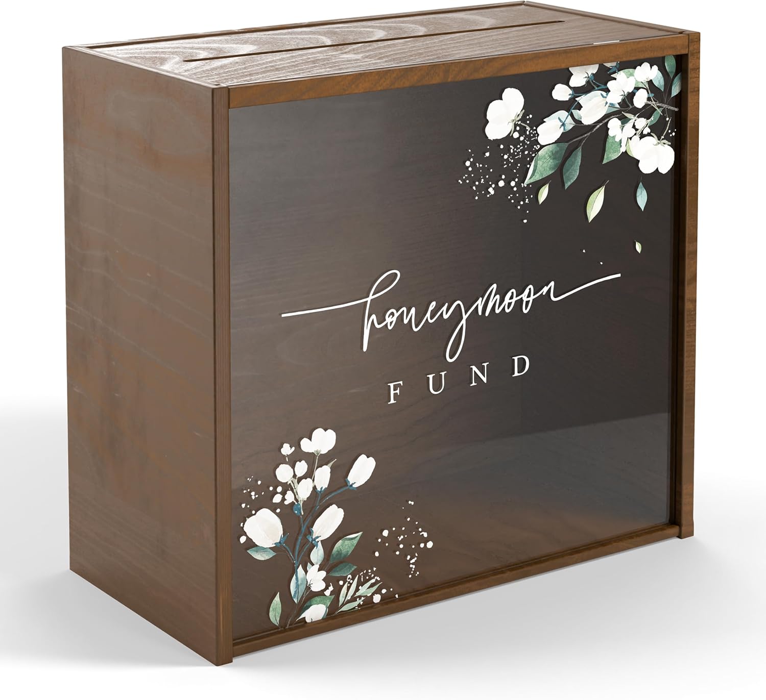 Honeymoon Fund Box with Lock | Wooden Wedding Card Box, Acrylic Wedding Decorations for Reception, Mr. and Mrs. Money Cash Boxes | Baby & Wedding Registry Engagement Gifts for Couples, Bride & Bridal