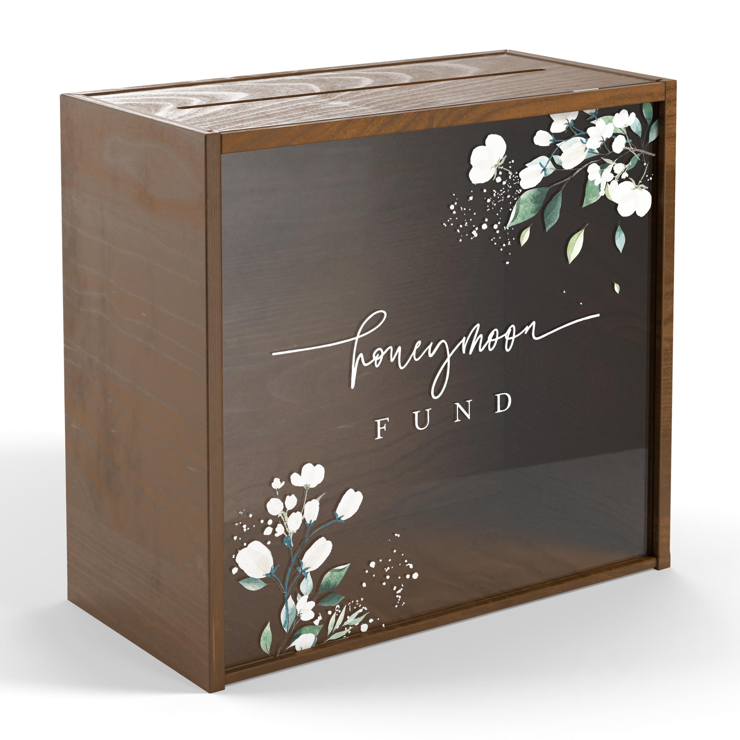 Honeymoon Fund Box with Lock | Wooden Wedding Card Box, Acrylic Wedding Decorations for Reception, Mr. and Mrs. Money Cash Boxes | Baby & Wedding Registry Engagement Gifts for Couples, Bride & Bridal