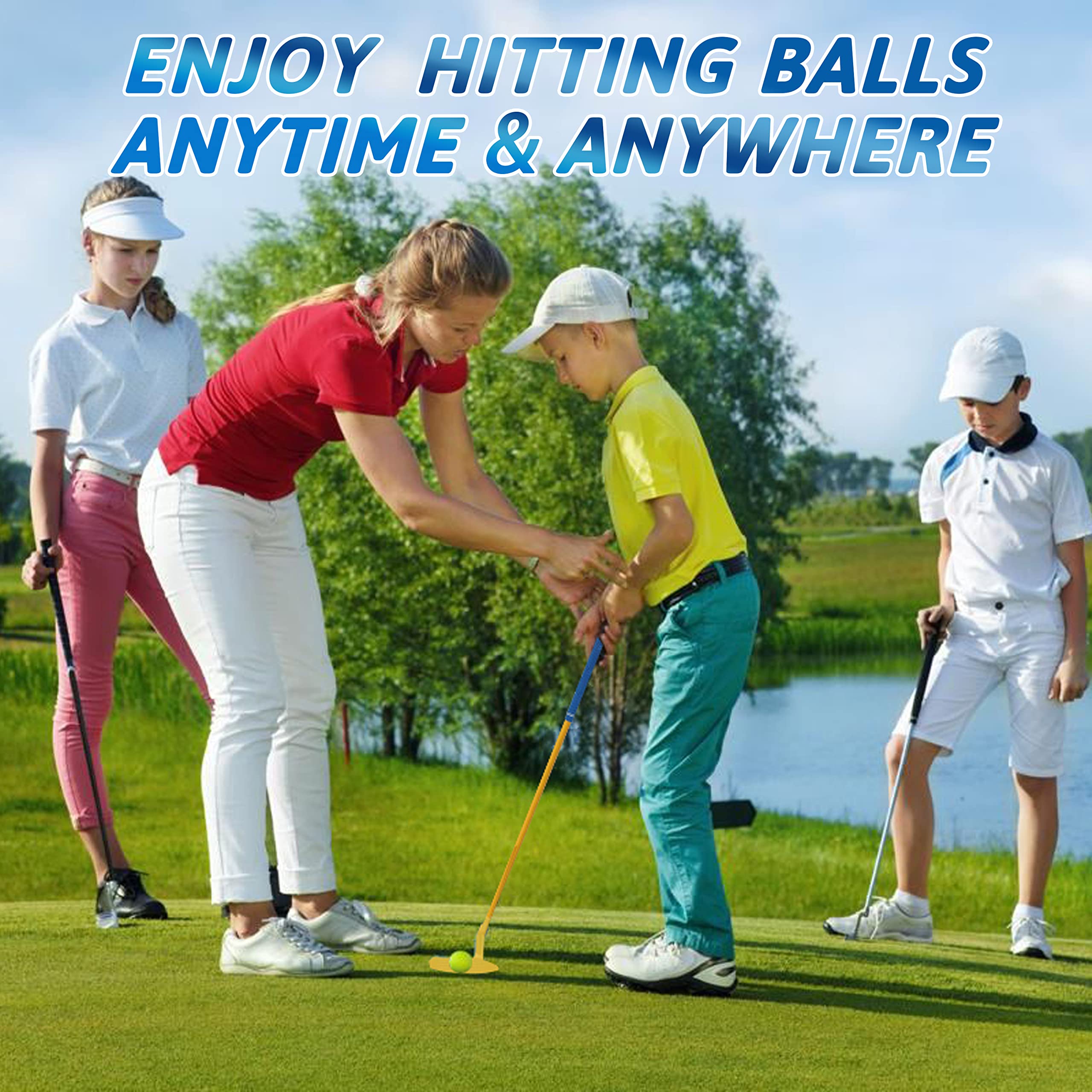 PGM Juego de palos de golf para niños, puede golpear pelotas reales, incluye madera, hierro y palos de putter, ideal para niños y niñas principiantes, juego de entrenamiento instructivo