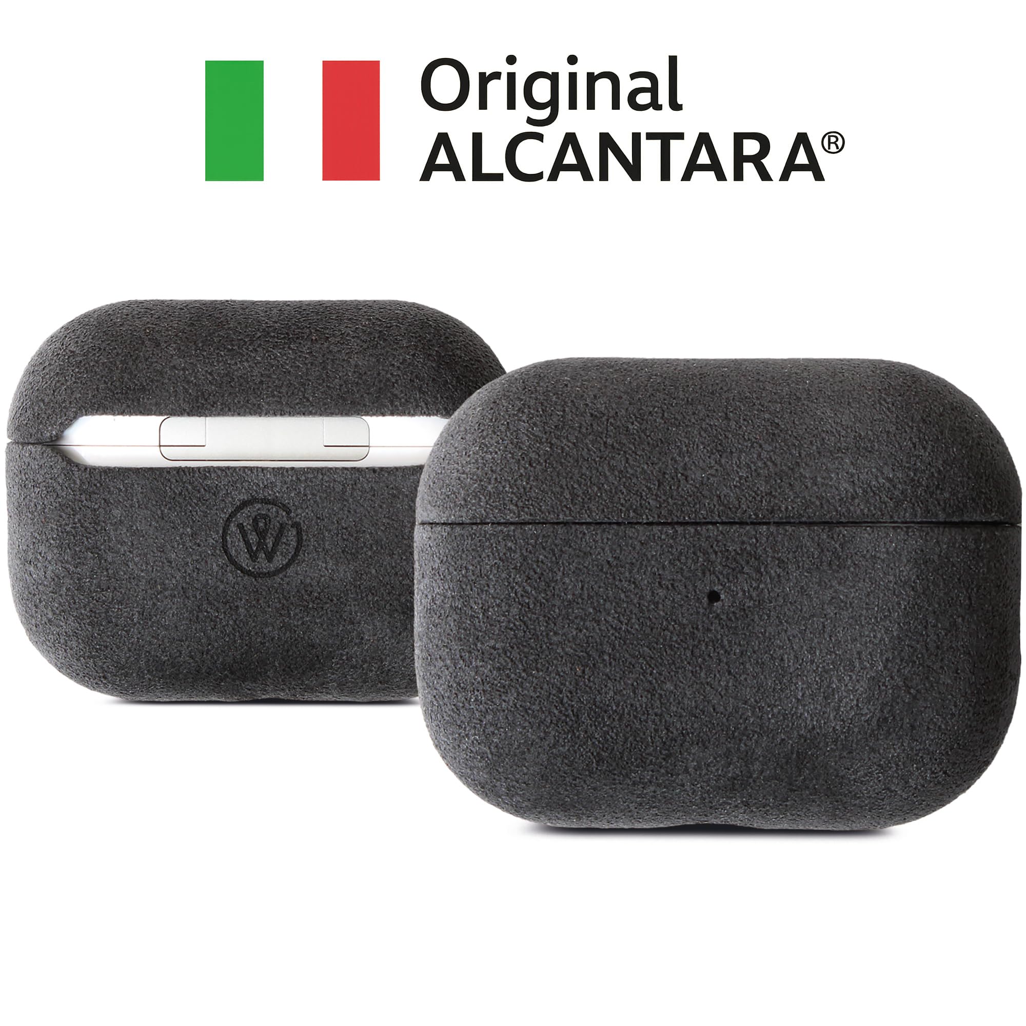 Coque AirPods Pro 3 Compatible Apple en Alcantara, étui de Protection Premium, Protection Case MagSafe Compatible, fabriqué à la Main (Charcoal Grey)