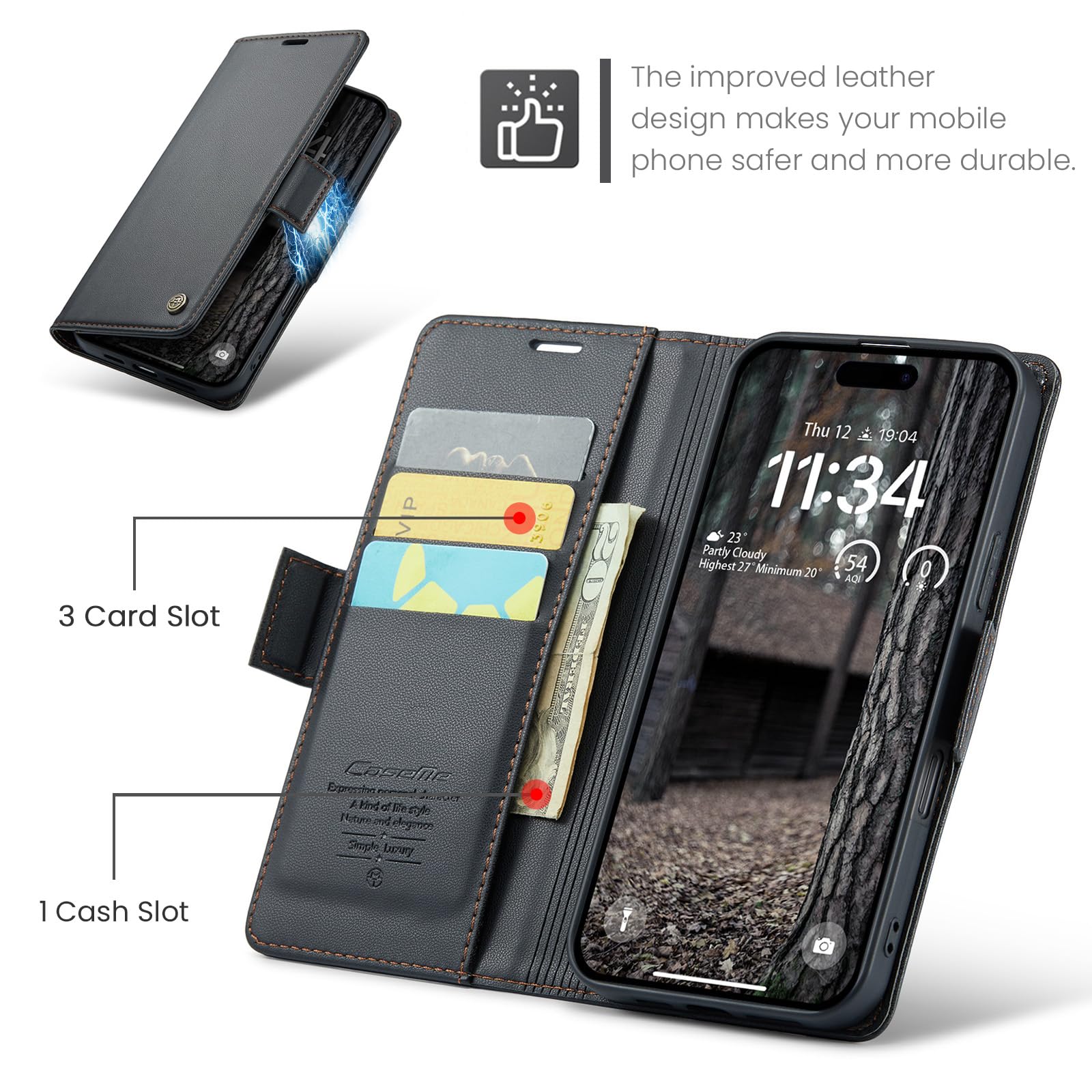 Amazon.com: Taneny Flip Case for iPhone 16 Pro, RFID Blocking PU