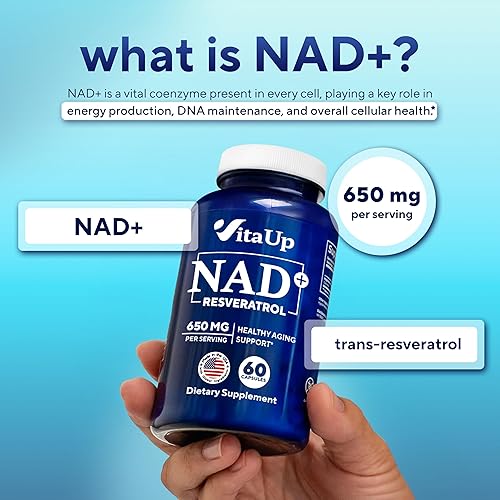 Miniatura 4 de Suplemento de resveratrol NAD+ - Suplemento Trans Resveratrol NAD fabricado en Estados Unidos de 650 mg - Cápsulas de dinucleótidos de nicotinamida