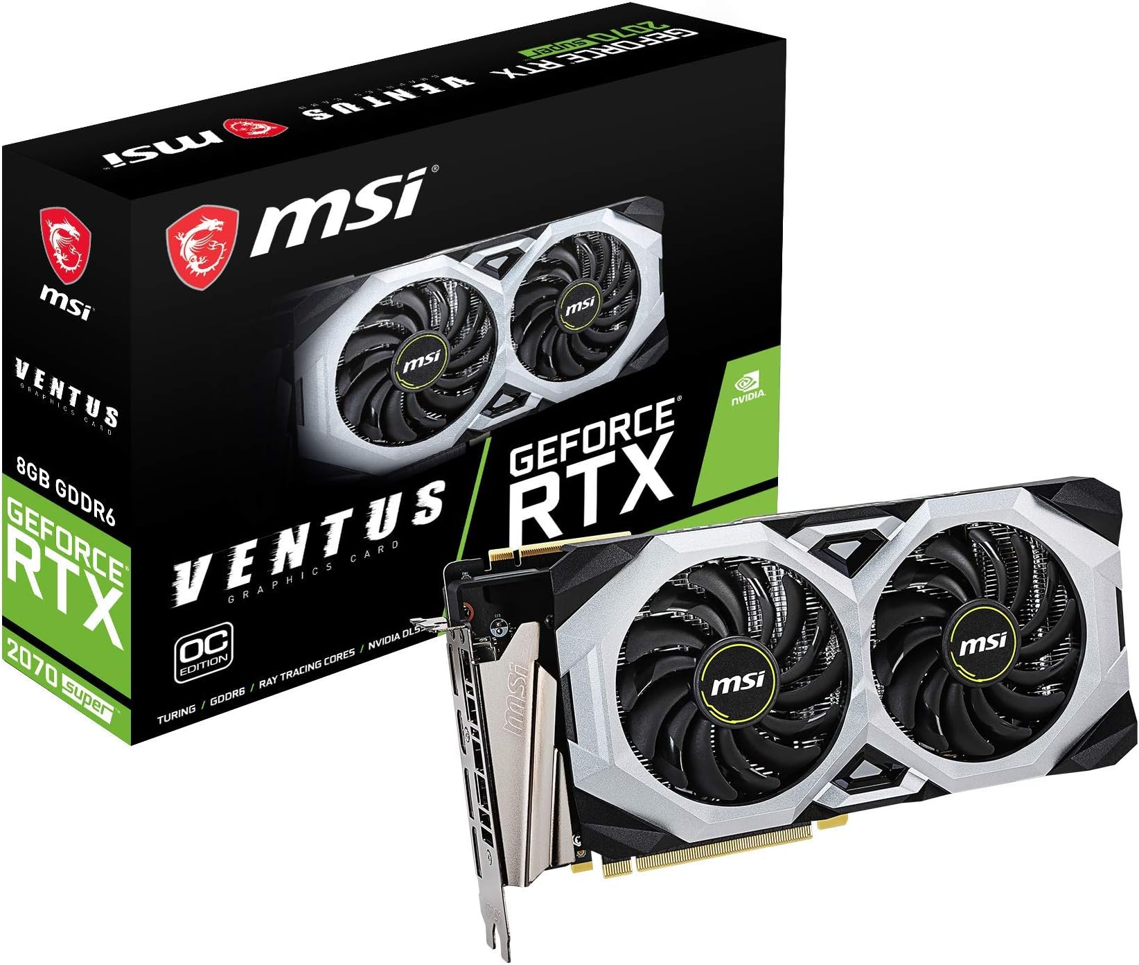 MSI NVIDIA GEFORCE RTX 2070 SUPER VENTUS OC Graphics Card '8GB GDDR6, 1785MHz, 3x DisplayPort, HDMI, Dual Fan Cooling System'