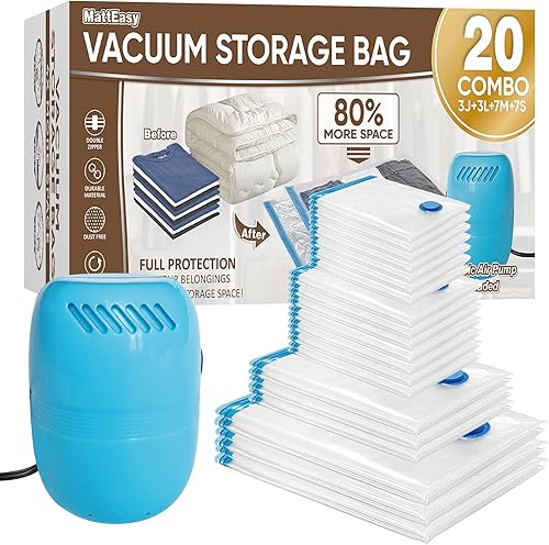 MattEasy 6 bolsas grandes de almacenamiento al vacío con bomba eléctrica, bolsas de ahorro de espacio con bomba, bolsas selladas al vacío para ropa, disponible en Yaxa Colombia