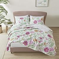 Vista 1 de Comfort Spaces – Cubrecama ligero para todas las temporadas, ropa de cama acogedora, fundas a juego, almohadas decorativas Marlene Margaritas Verde