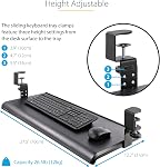 StarTech.com Under-Desk Keyboard Tray, Clamp-on Ergonomic Keyboard Holder, Up to 12kg (26.5lb), Sliding Keyboard and Mouse Drawer with C-Clamps, Height Adjustable Keyboard Tray (Keyboard-Tray-CLAMP1) | Clamp-on Ergonomic Keyboard Holder, Up to 12kg (